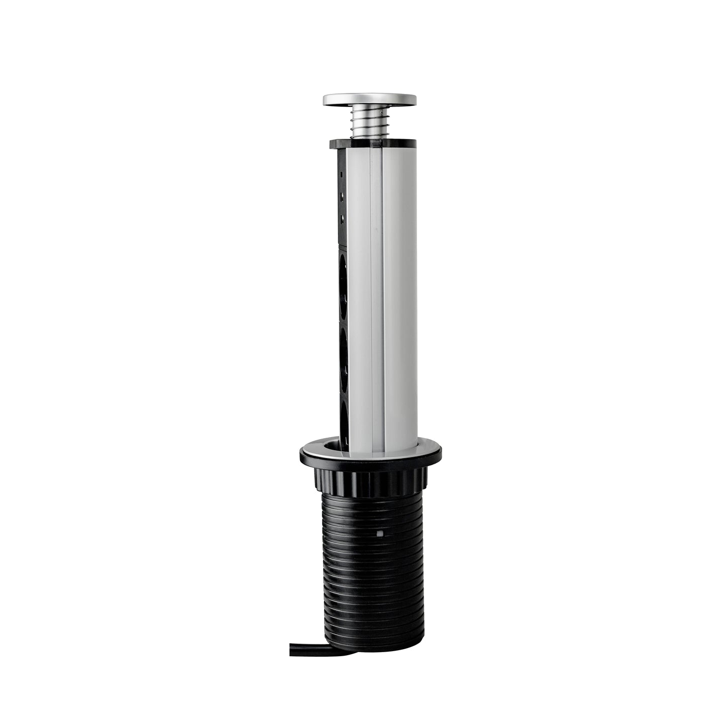 Emuca Multipresa estraibile Vertikal, 3 prese Schuko, 1 USB Tipo A, 1 USB Tipo C, Tecnoplastica e Alluminio, Grigio metallizzata