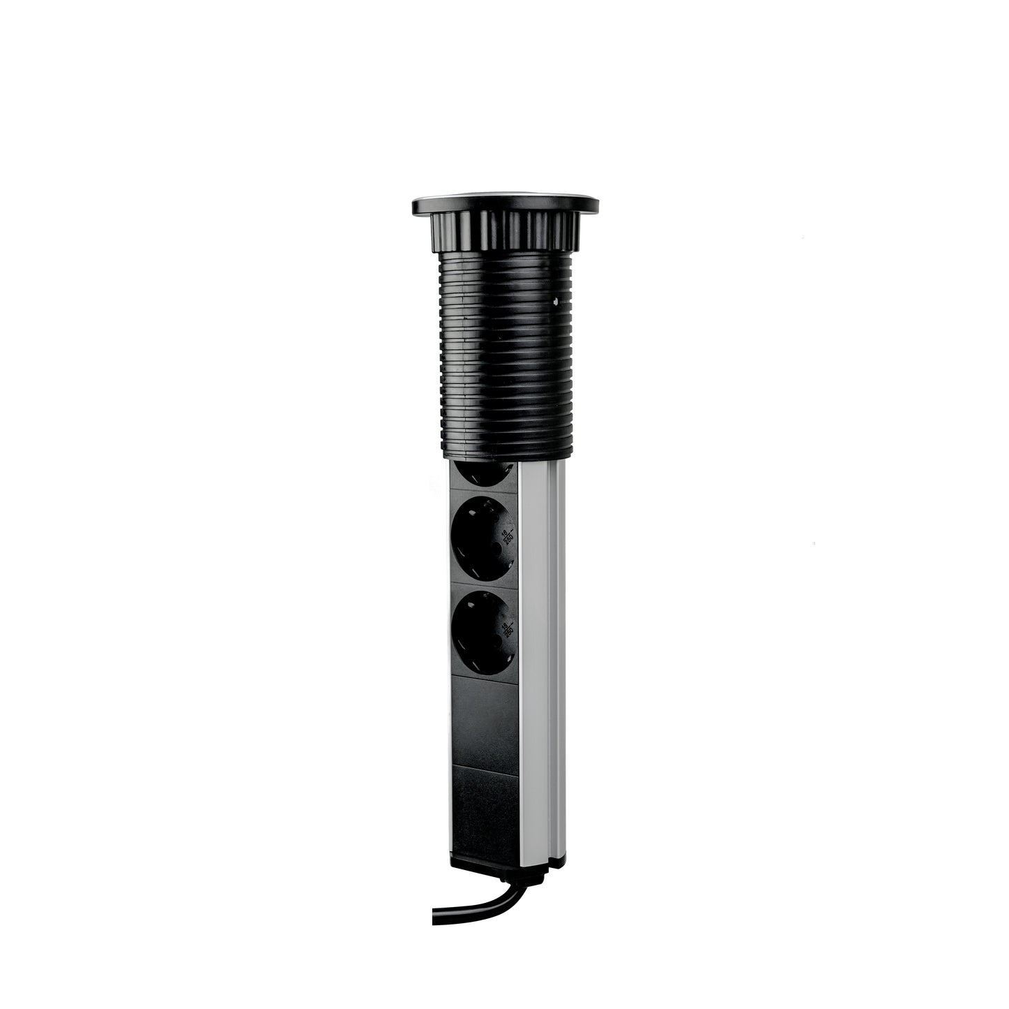 Emuca Multipresa estraibile Vertikal, 3 prese Schuko, 1 USB Tipo A, 1 USB Tipo C, Tecnoplastica e Alluminio, Grigio metallizzata