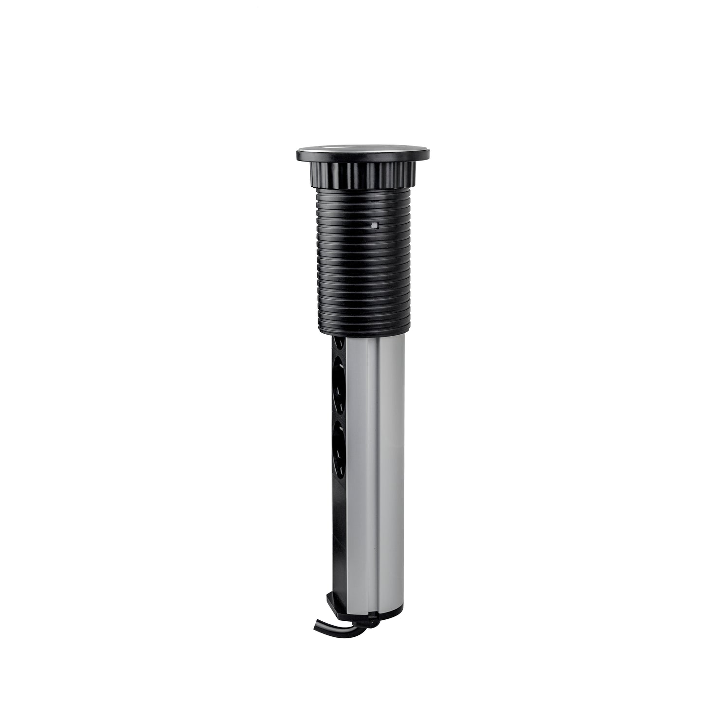 Emuca Multipresa estraibile Vertikal, 3 prese Schuko, 1 USB Tipo A, 1 USB Tipo C, Tecnoplastica e Alluminio, Grigio metallizzata