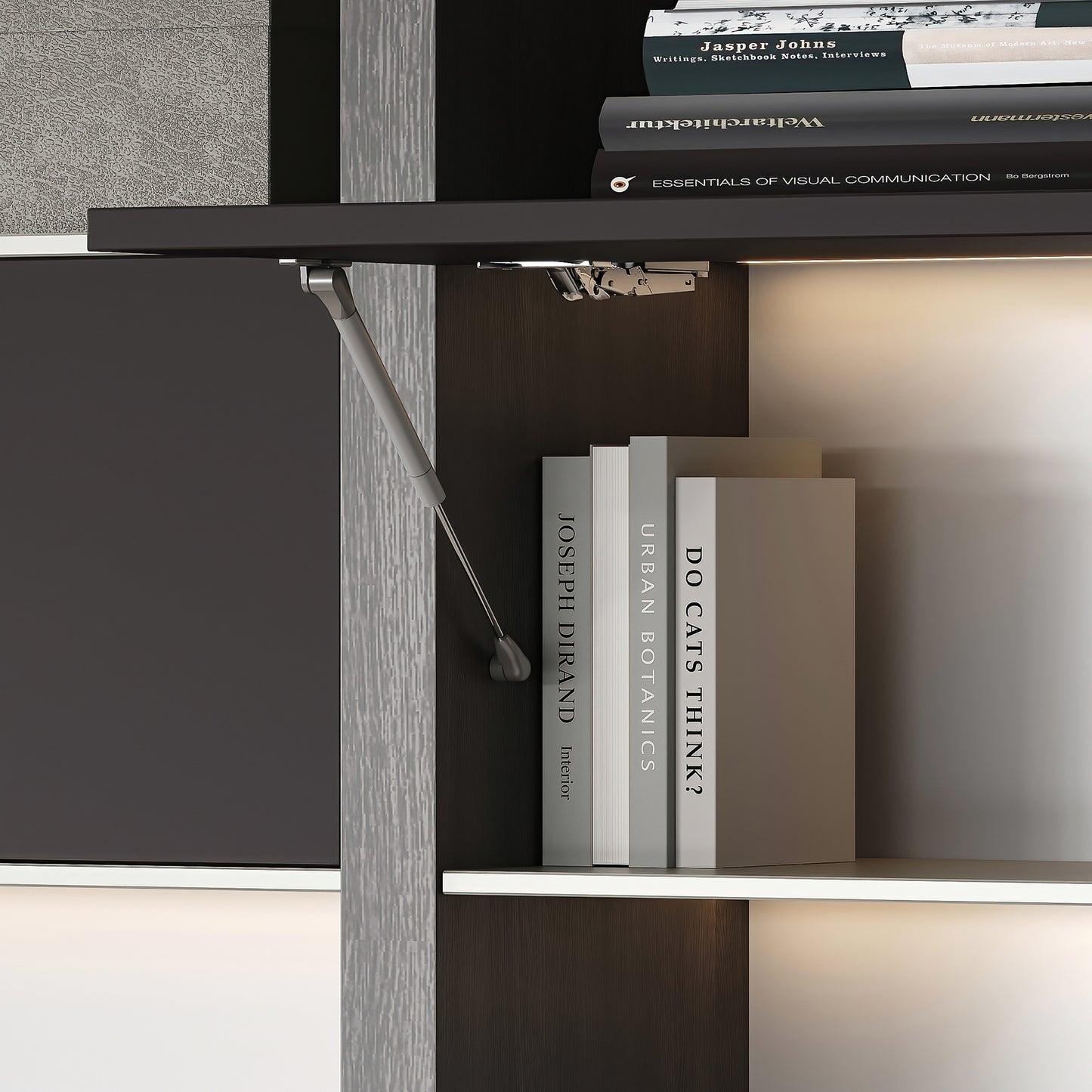 Emuca braccetto per porta elevabile Thin, diametro 12 mm, con agganci, 10 kg, Acciaio e Tecnoplastica, Verniciato nichel opaco