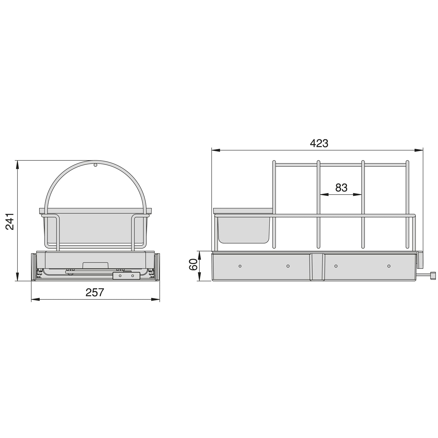 Emuca Vassoio per accessori da cucina con fissaggio sul fondo ed estraibile manualmente, Tecnoplastica Grigio antracite