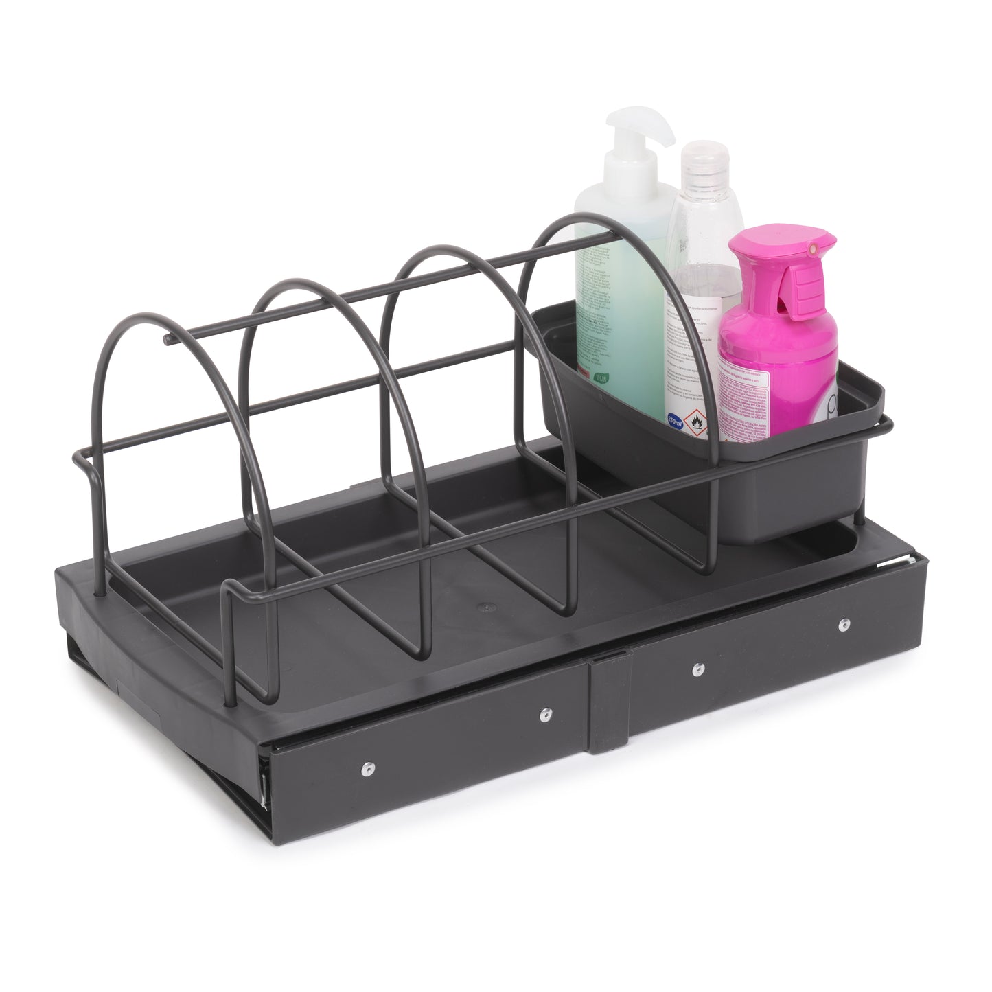 Emuca Vassoio per accessori da cucina con fissaggio sul fondo ed estraibile manualmente, Tecnoplastica Grigio antracite