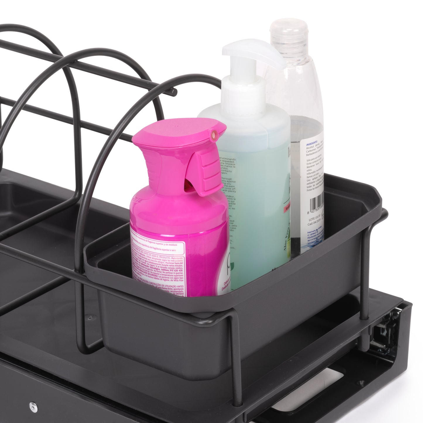 Emuca Vassoio per accessori da cucina con fissaggio sul fondo ed estraibile manualmente, Tecnoplastica Grigio antracite