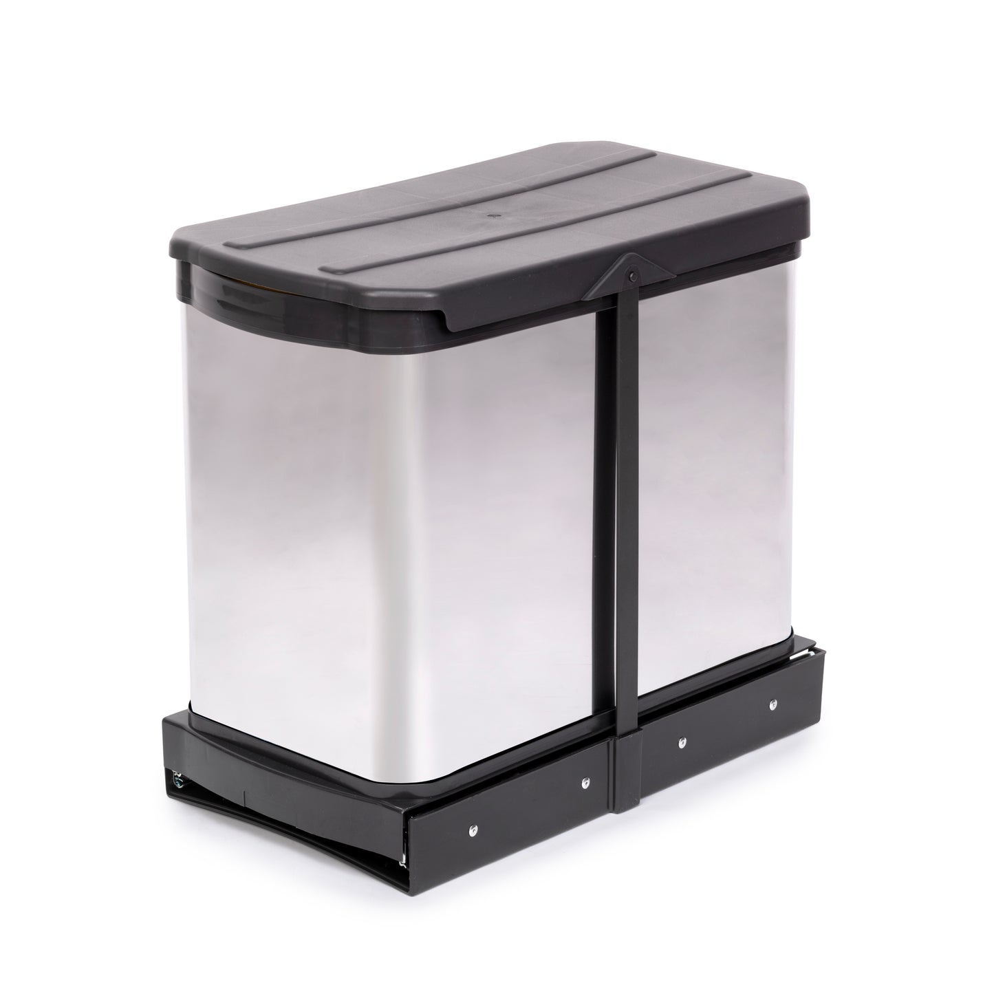 Emuca Contenitore per la raccolta differenziata Recycle Inox 2x12lt per il montaggio sul fondo e l'estrazione manuale/automaticamente nei mobili da cucina, in Tecnoplastica e Acciaio inossidabile.