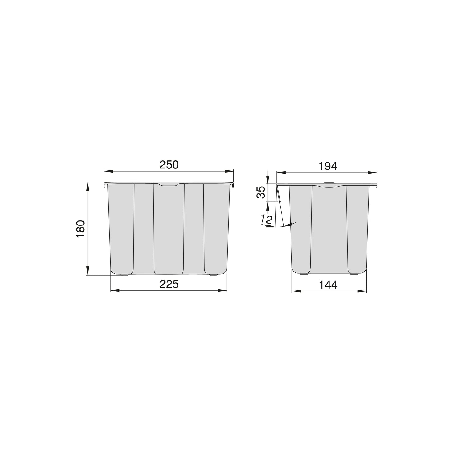 Emuca Recycle contenitore per la raccolta differenziata e per l'appendiabiti Recycle, 1 contenitore da 5 lt, con coperchio, Grigio antracite, Tecnoplastica