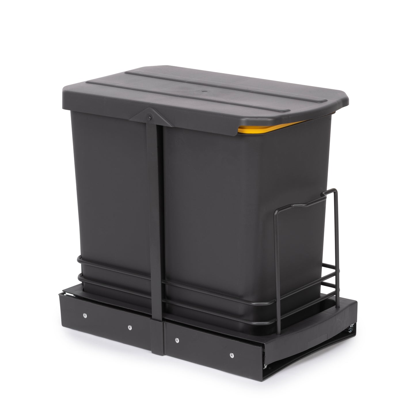 Emuca Contenitore per la raccolta differenziata Recycle da montare sul fondo e da estrarre manualmente/automaticamente in cucina Recycle 2x12lt, Grigio antracite, Tecnoplastica