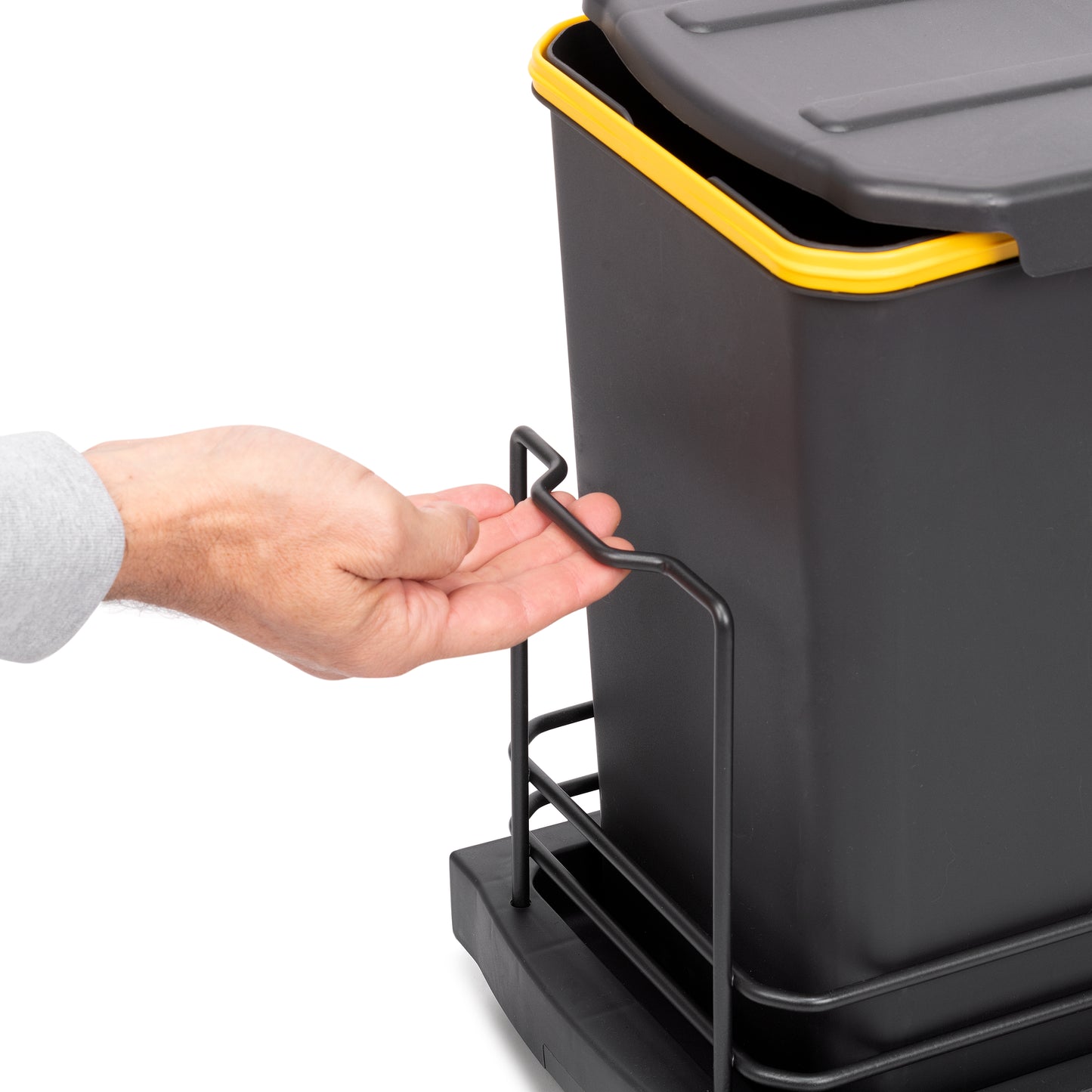 Emuca Contenitore per la raccolta differenziata Recycle da montare sul fondo e da estrarre manualmente/automaticamente in cucina Recycle 2x12lt, Grigio antracite, Tecnoplastica