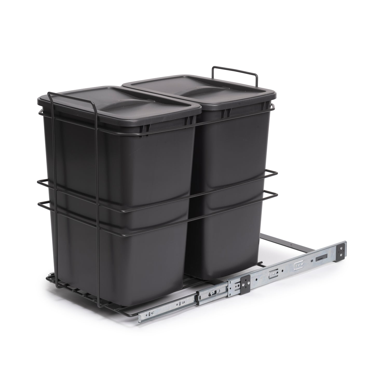 Emuca Contenitore per la raccolta differenziata Recycle da montare sul fondo e da estrarre manualmente in cucina Recycle 2x35lt, Grigio antracite Tecnoplastica