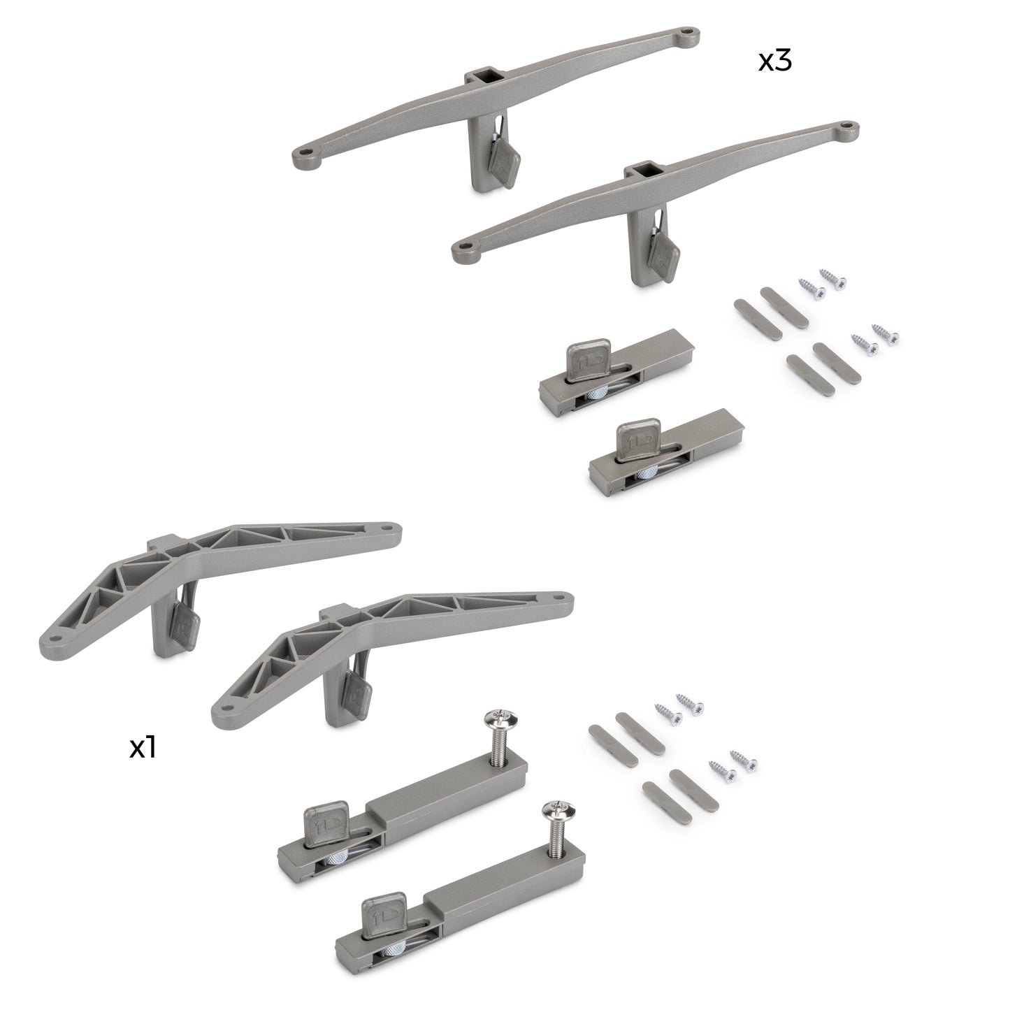 Emuca Kit di Reggimensole per 3 ripiani in Legno e 1 modulo per struttura Zero, Zama, Verniciato grigio pietra