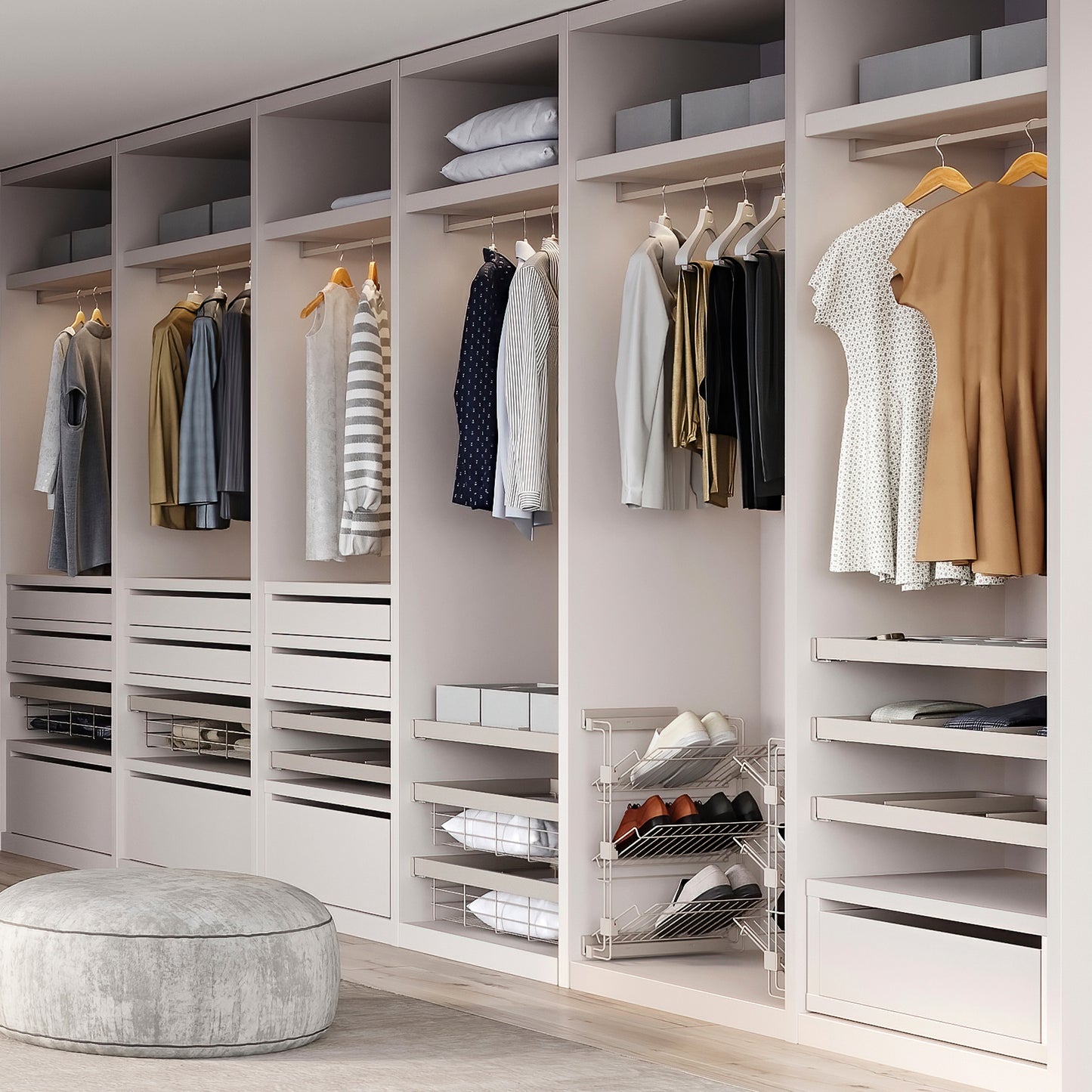 Emuca Lotto di 2 barre appendiabiti per armadio Luxe lunghi 0,75 m con reggitubi, Alluminio e Tecnoplastica, Verniciato Grigio Pietra