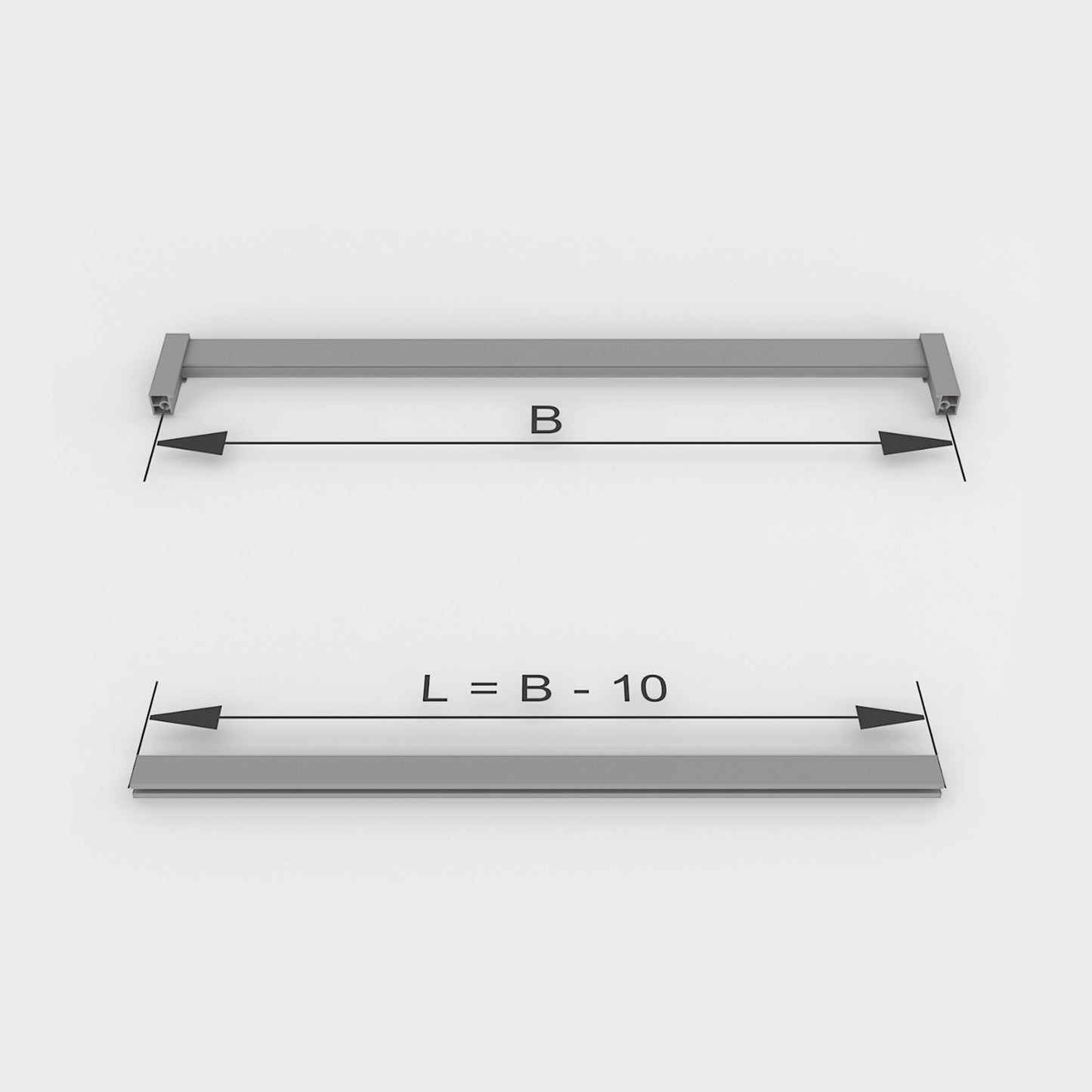 Emuca Lotto di 2 barre appendiabiti per armadio Luxe lunghi 0,75 m con reggitubi, Alluminio e Tecnoplastica, Verniciato nero testurizzato