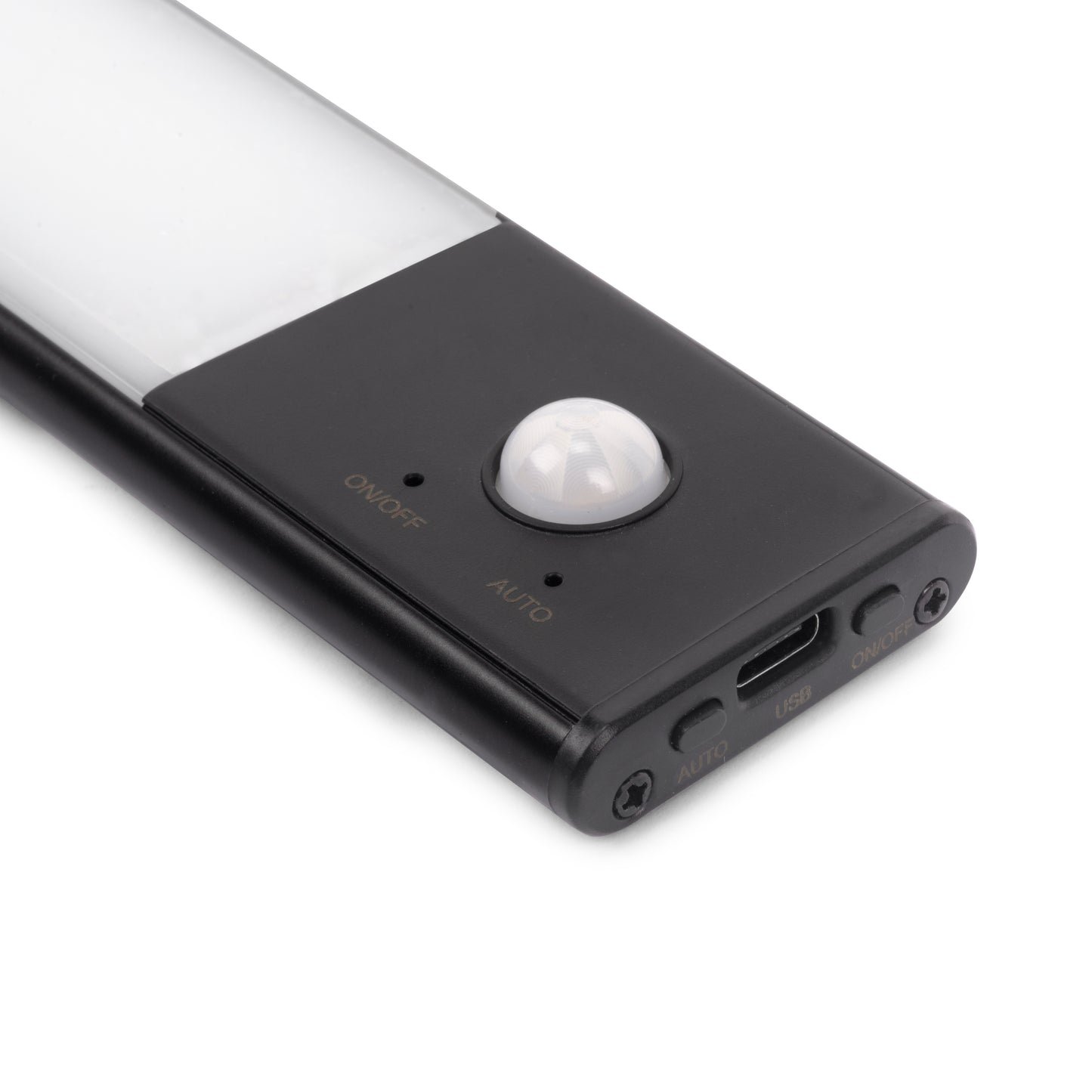 Emuca Lampada LED ricaricabile con USB Kaus Black con sensore di movimento, L600mm, Tecnoplastica e Alluminio, Verniciato nero