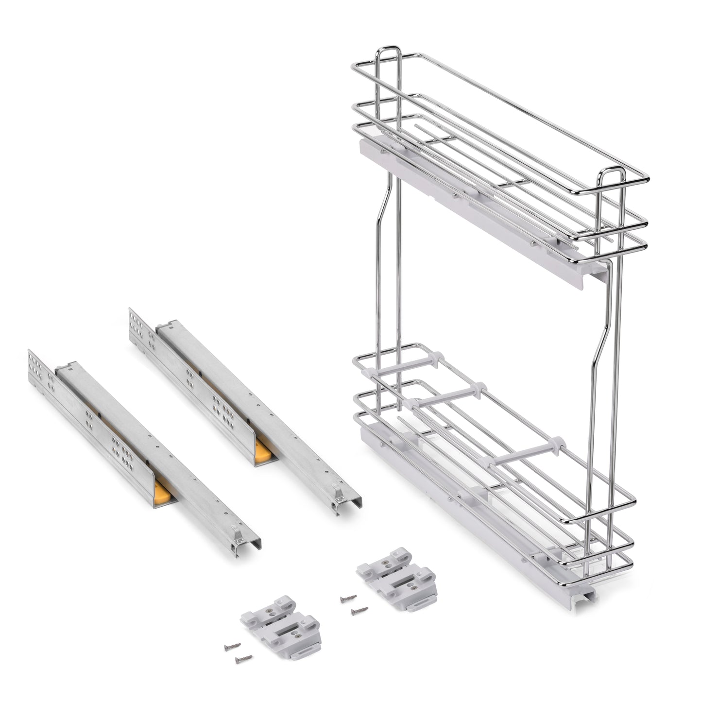 Emuca SupraMax Portabottiglie laterale estraibile SupraMax con chiusura soft, modulo 150 mm, Acciaio, Cromato