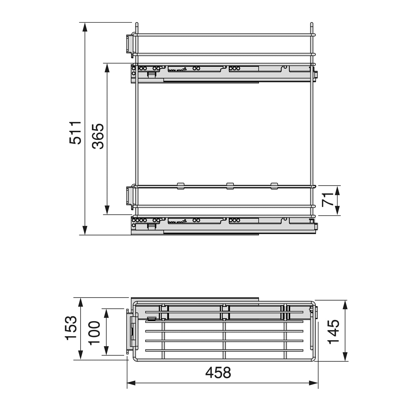 Emuca SupraMax portabottiglie laterale estraibile SupraMax con chiusura soft, modulo 200 mm, Acciaio, Cromato lucido