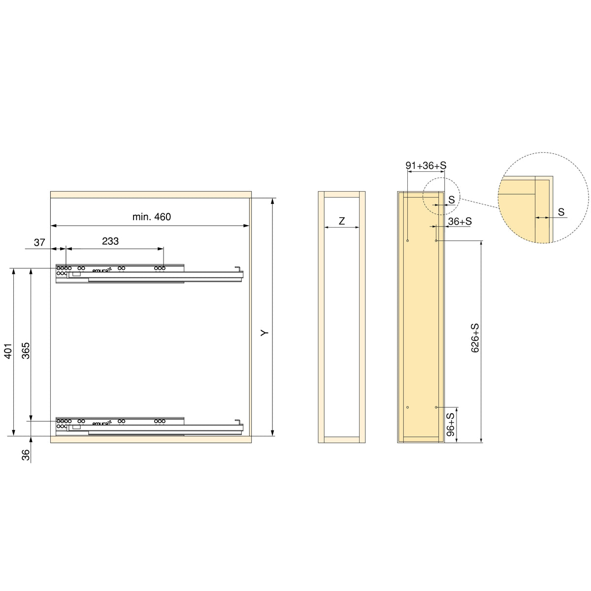 Portabottiglie laterale estraibile SupraMax con chiusura soft