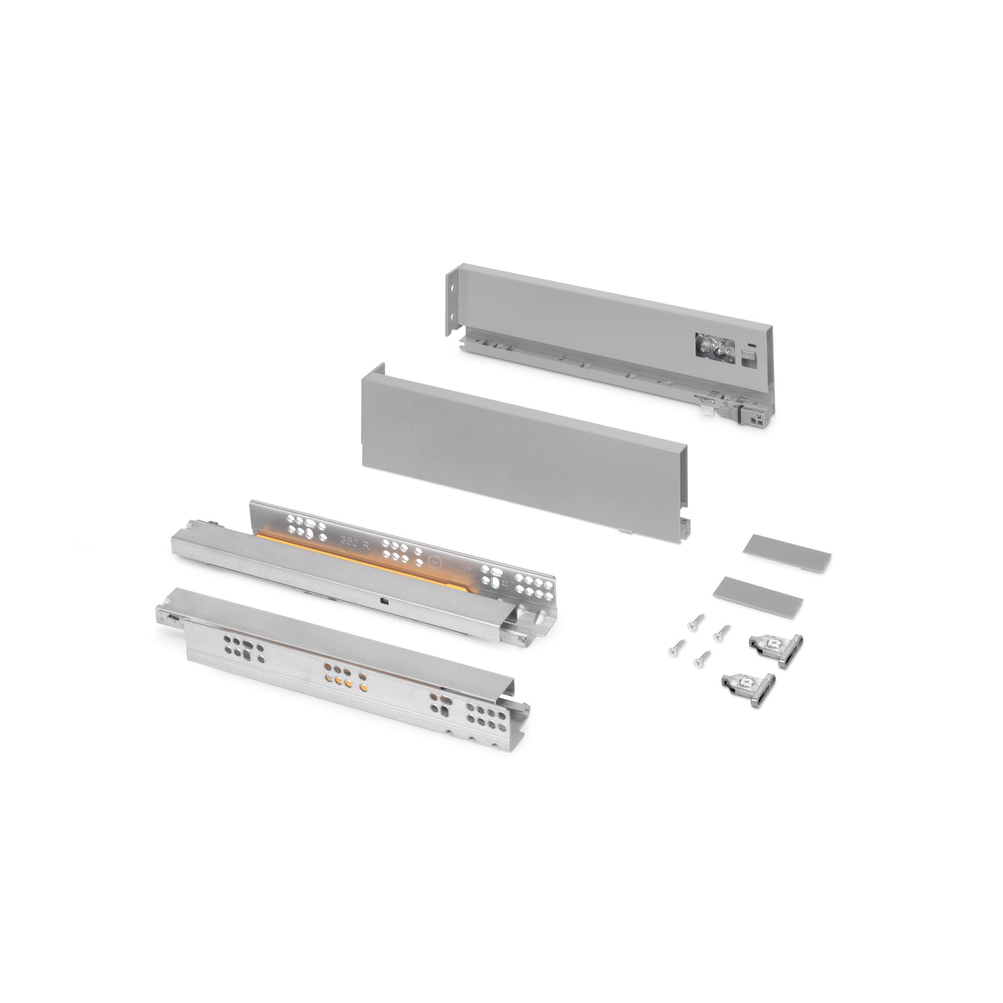 Emuca Cassetto esterno Vertex 40kg altezza 93mm, profondità 350mm, Acciaio, Grigio verniciato