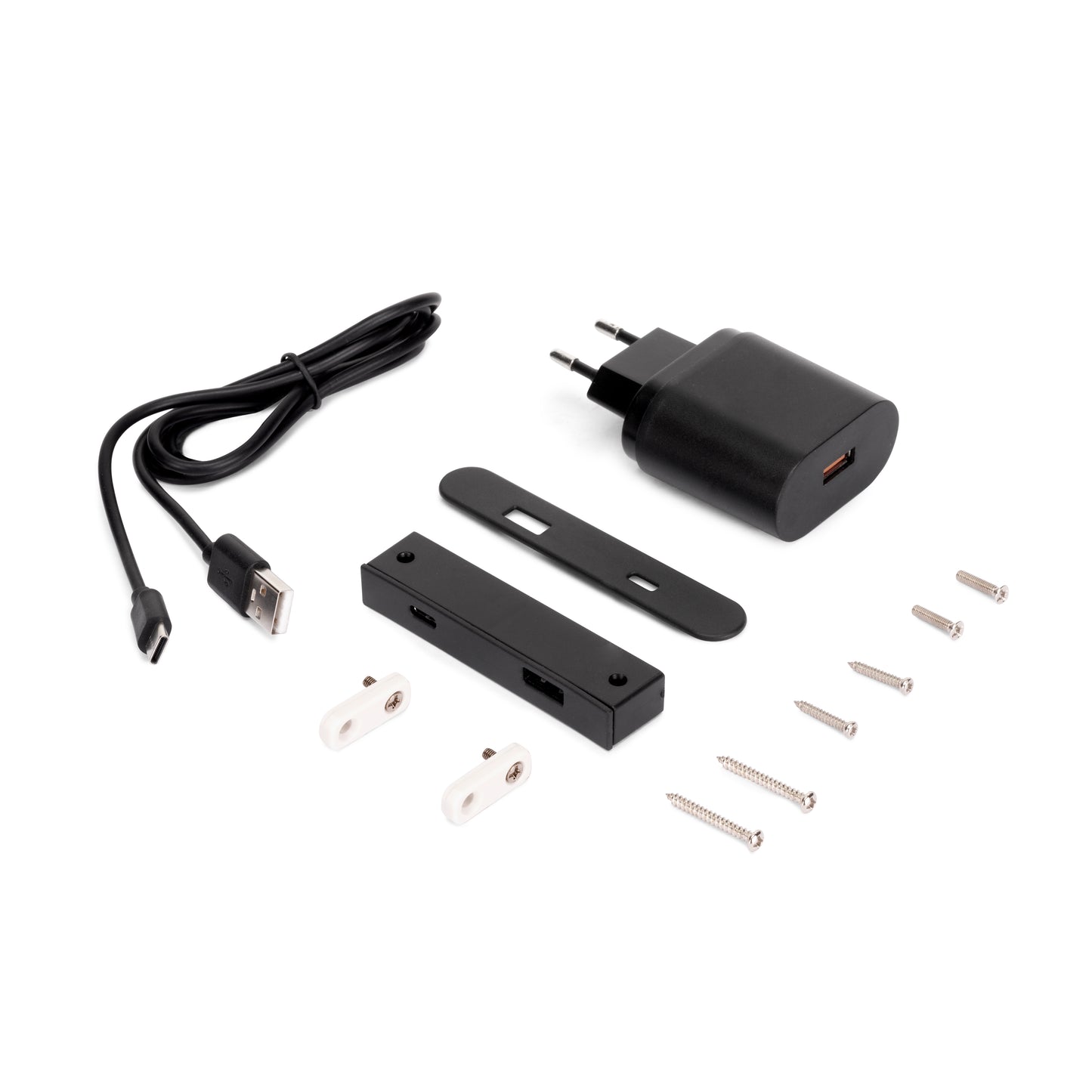 Emuca Connettore USB A e C per la ricarica di Lynx, 81x12 mm, per montaggio a incasso o in superficie, Tecnoplastica, Nero