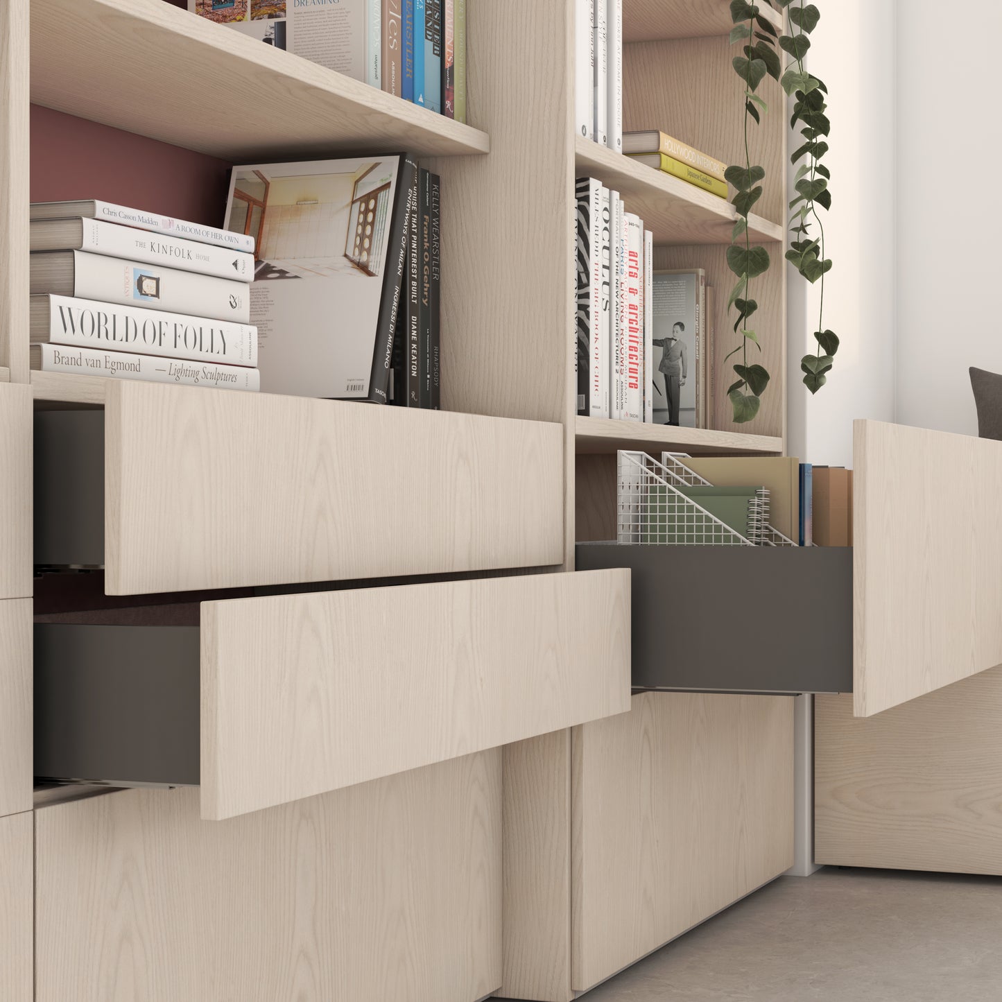 Emuca Cassetto esterno Vertex 40kg altezza 131mm, profondità 450mm, Acciaio, Grigio antracite