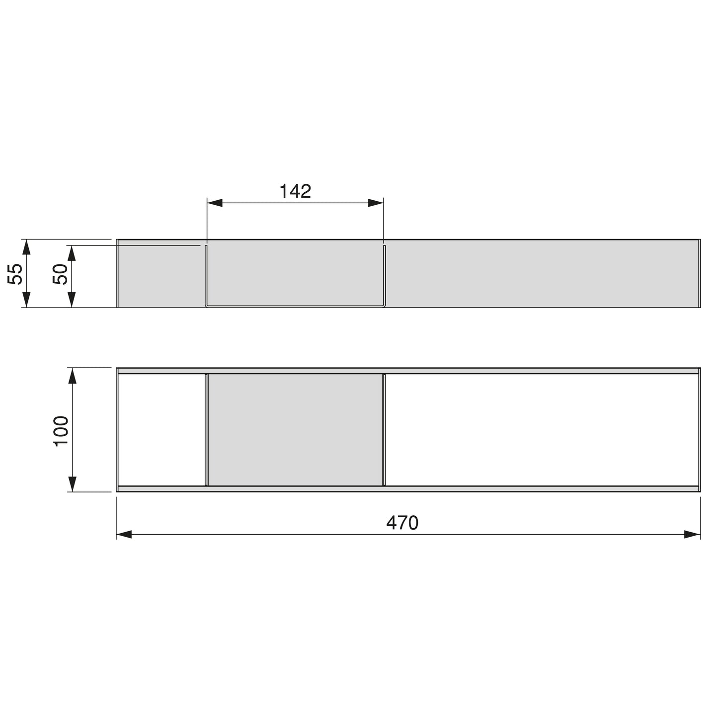 Emuca Organizzatore per cassetto Orderbox, 100x470 mm, Acciaio e Legno, Grigio antracite