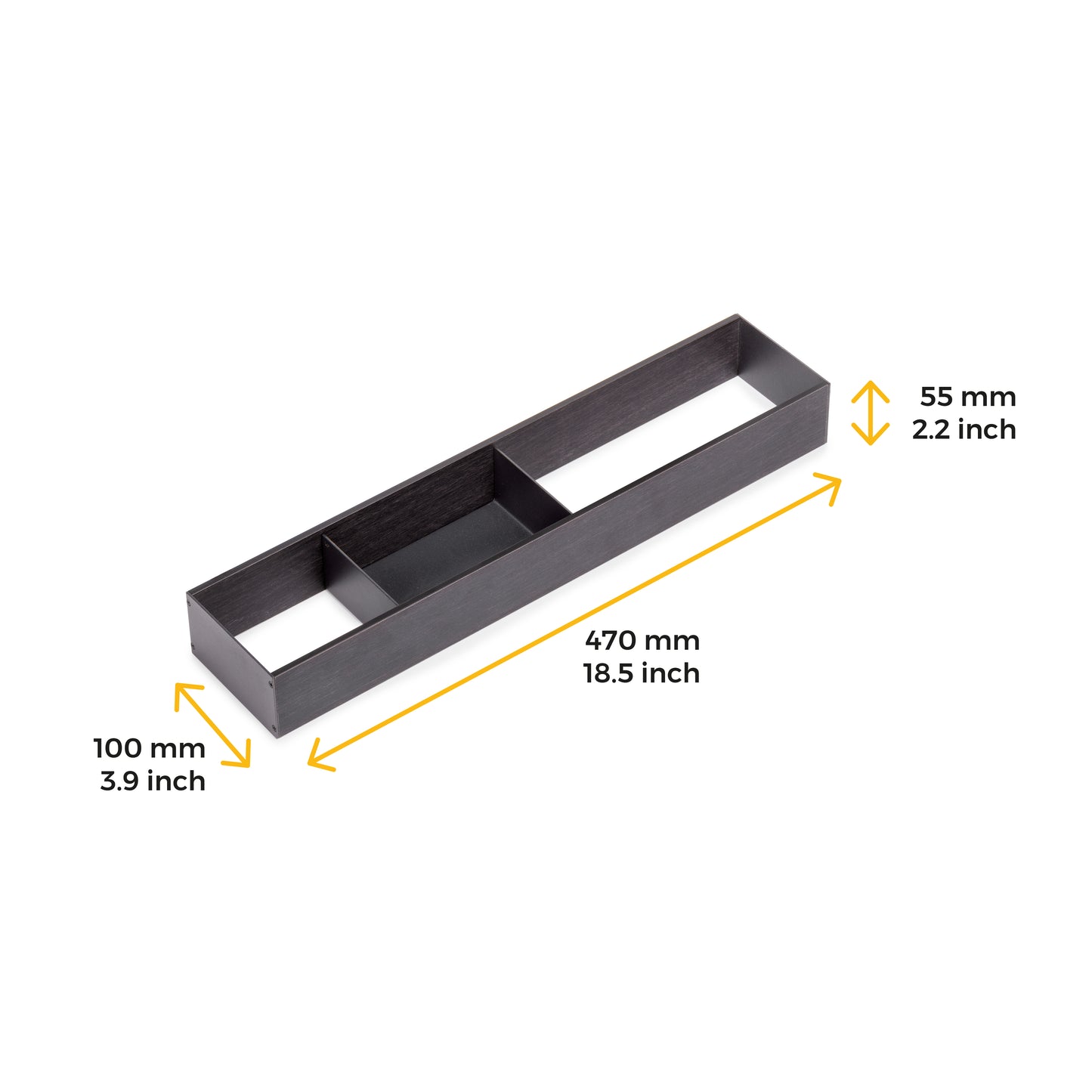 Emuca Organizzatore per cassetto Orderbox, 100x470 mm, Acciaio e Legno, Grigio antracite