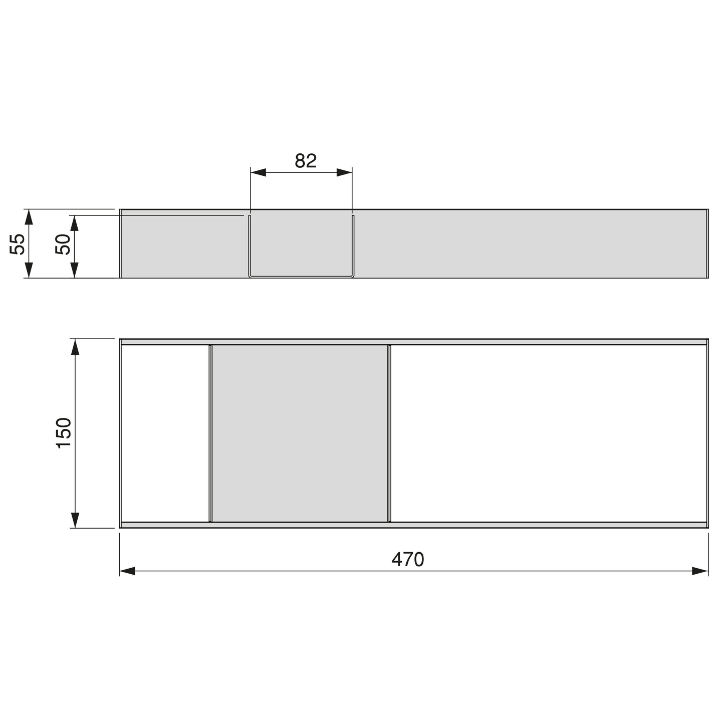 Emuca Organizzatore per cassetto Orderbox, 150x470 mm, Acciaio e Legno, Grigio antracite