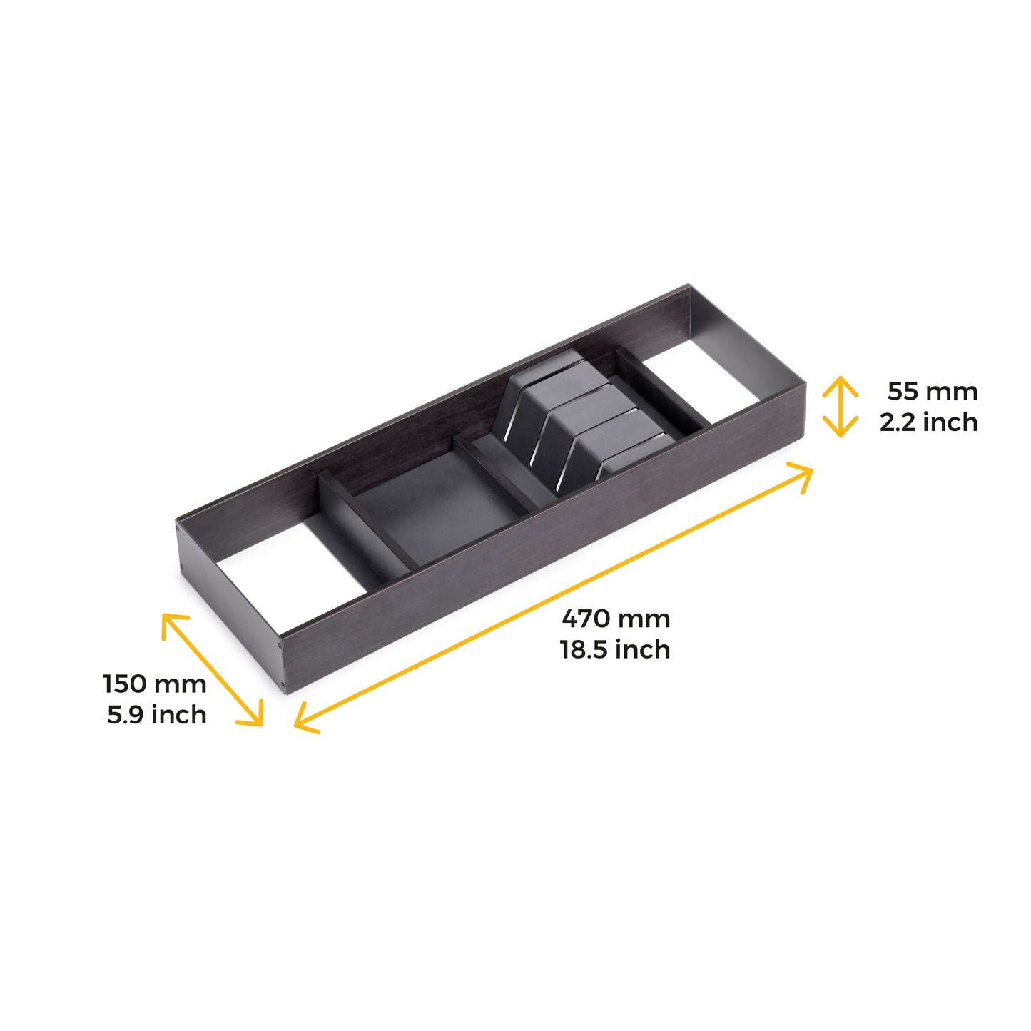 Emuca Portacoltelli per cassetto Orderbox, 150x470 mm, Acciaio e Legno, Grigio antracite