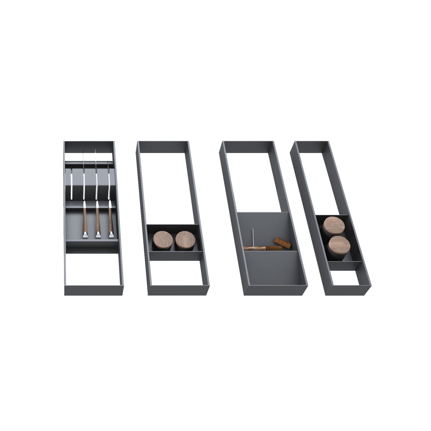 Emuca Portacoltelli per cassetto Orderbox, 150x470 mm, Acciaio e Legno, Grigio antracite