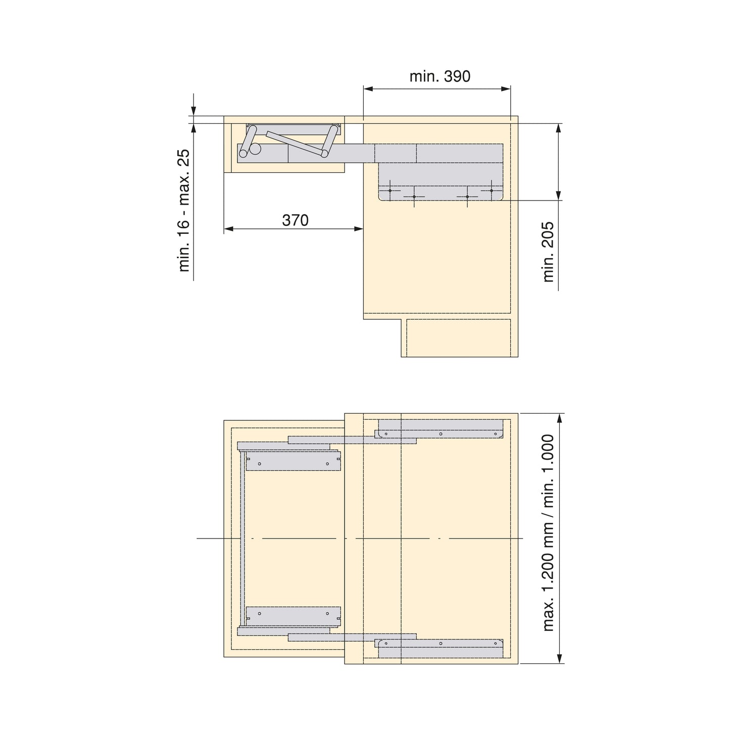 Emuca Guide per tavolo allungabile e sollevabile Oplà Folding+39 M120, Alluminio, Champagne anodizzato