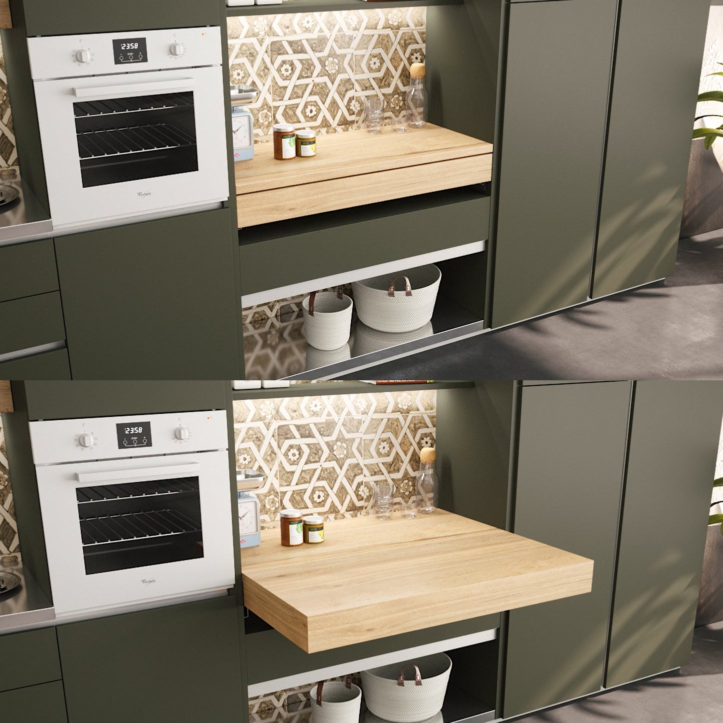 Emuca Guide per tavolo allungabile e sollevabile Oplà Folding+39 M120, Alluminio, Champagne anodizzato
