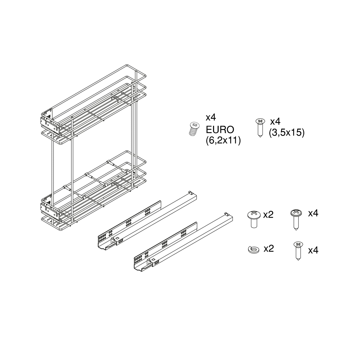 Emuca Portabottiglie laterale estraibile Supra con chiusura soft, modulo 150 mm, Acciaio, Verniciato alluminio
