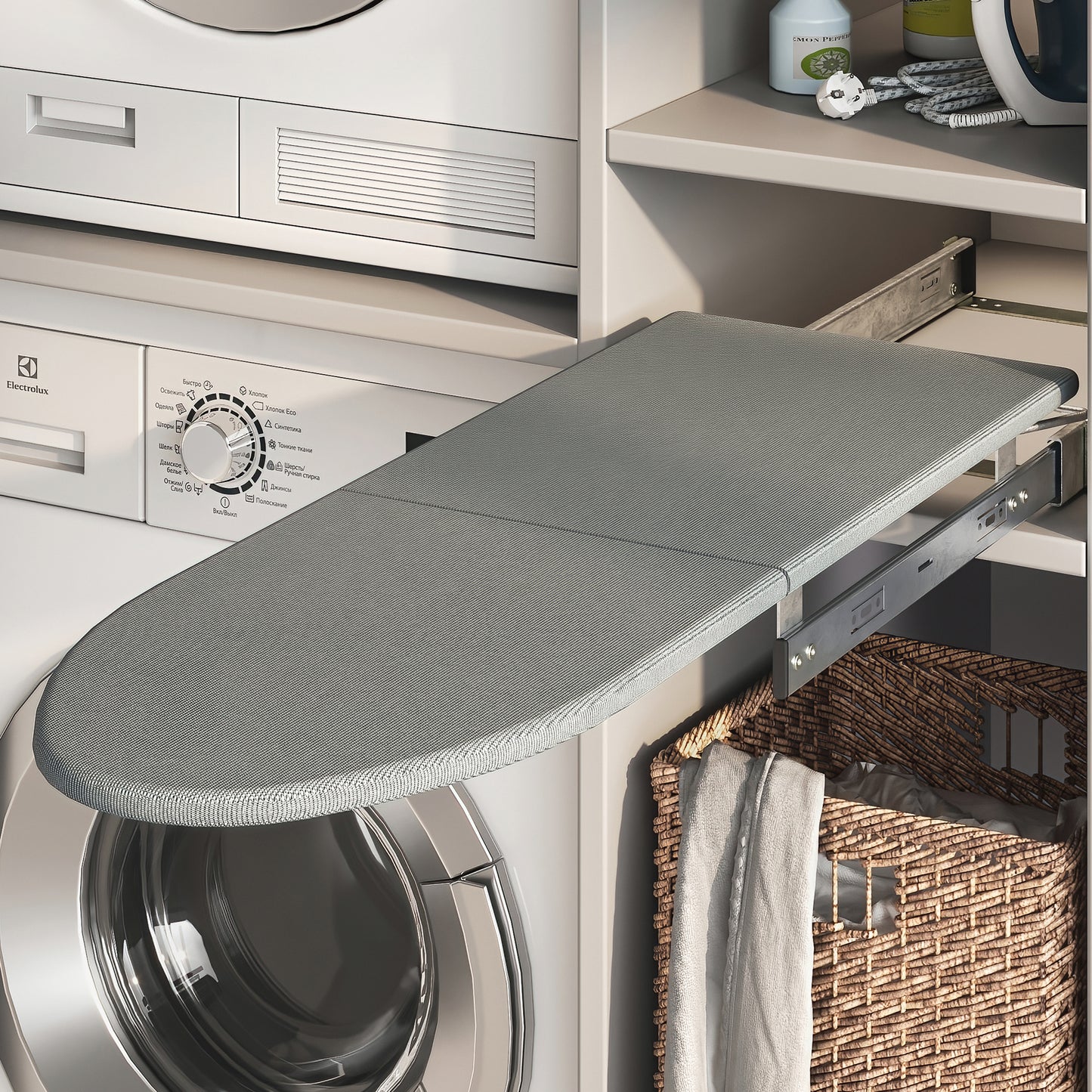 Emuca Tavola da stiro Iron 2, Acciaio e Legno, pieghevole ed estraibile per mobili Iron 2