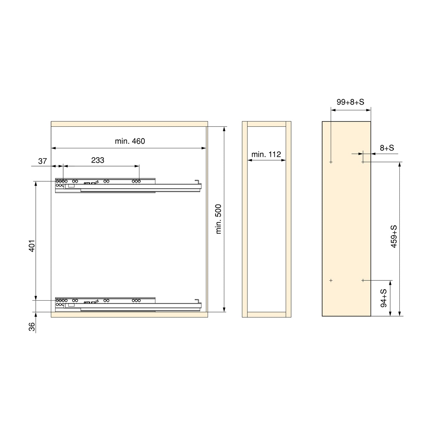 Emuca TitaneMax portabottiglie laterale estraibile con chiusura soft, modulo 150 mm, Acciaio, Grigio antracite