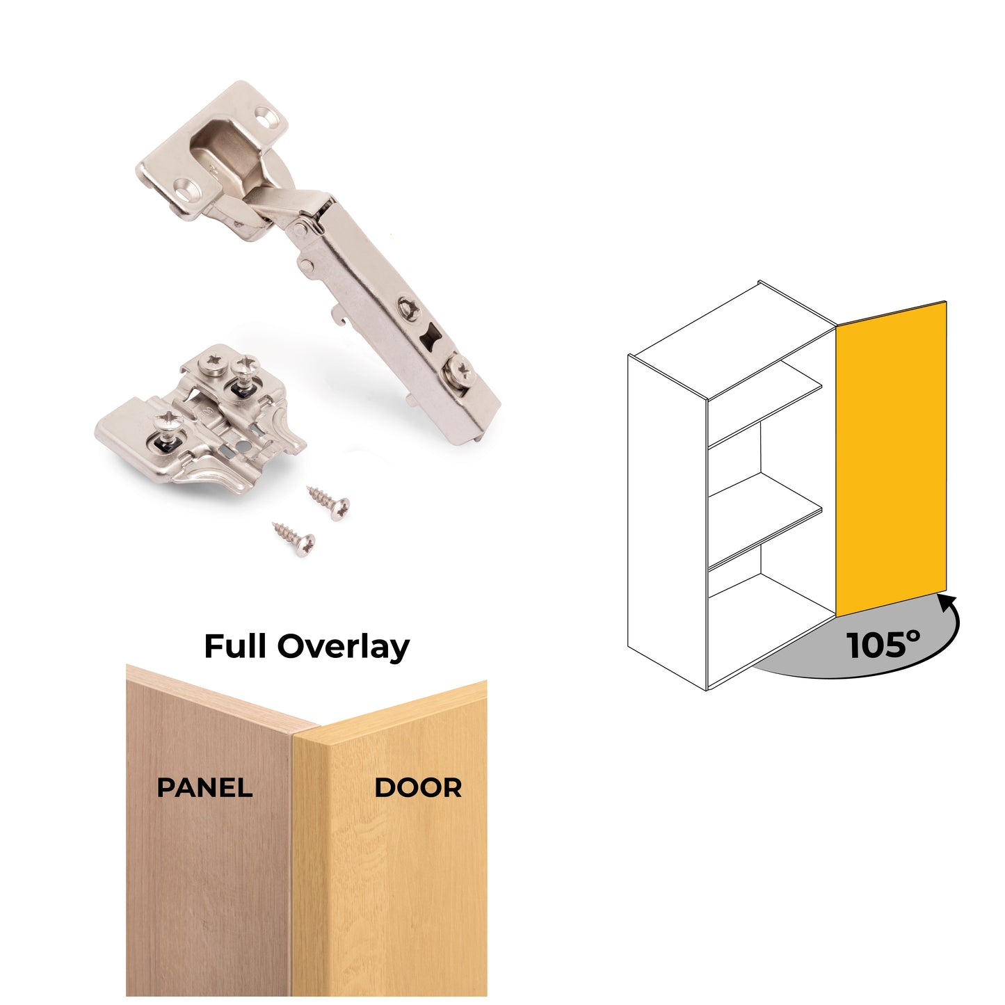 Emuca Lotto di 20 cerniere collo dritto X92N e basette di montaggio misto, diametro 5x9,5 mm, altezza 0, Acciaio, Nichelato