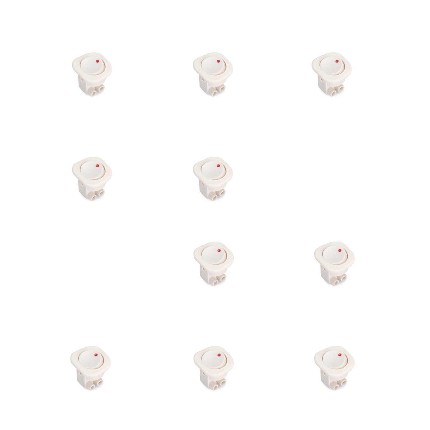 Emuca Lotto di 10 interruttori da incasso D21x21, Tecnoplastica, Bianco
