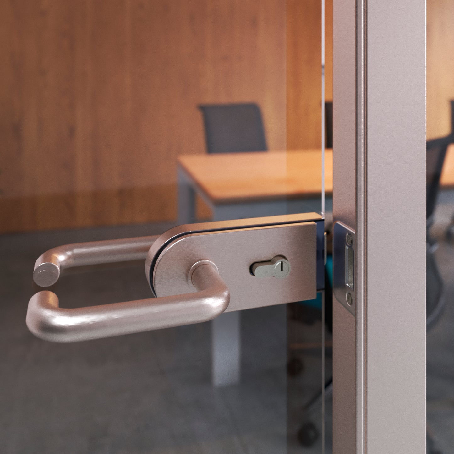 Emuca Serratura per porta in vetro con telaio in legno, Cilindro con chiavi, per porta in vetro 8-12mm, acciaio inox, finitura inox
