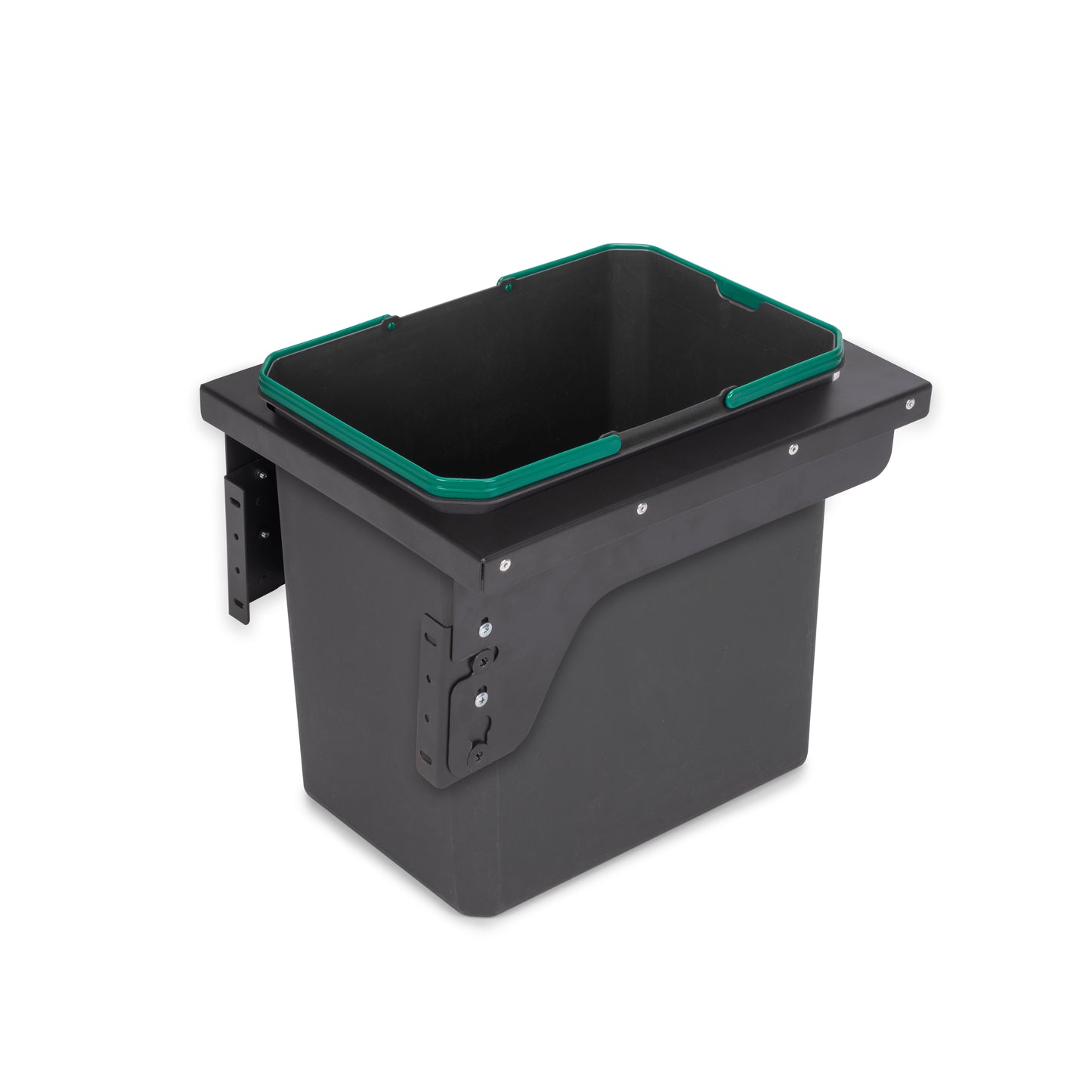 Emuca Recycle, contenitore per la raccolta differenziata da montare lateralmente sul mobile della cucina Recycle 1x35lt, Acciaio, Tecnoplastica Grigio antracite