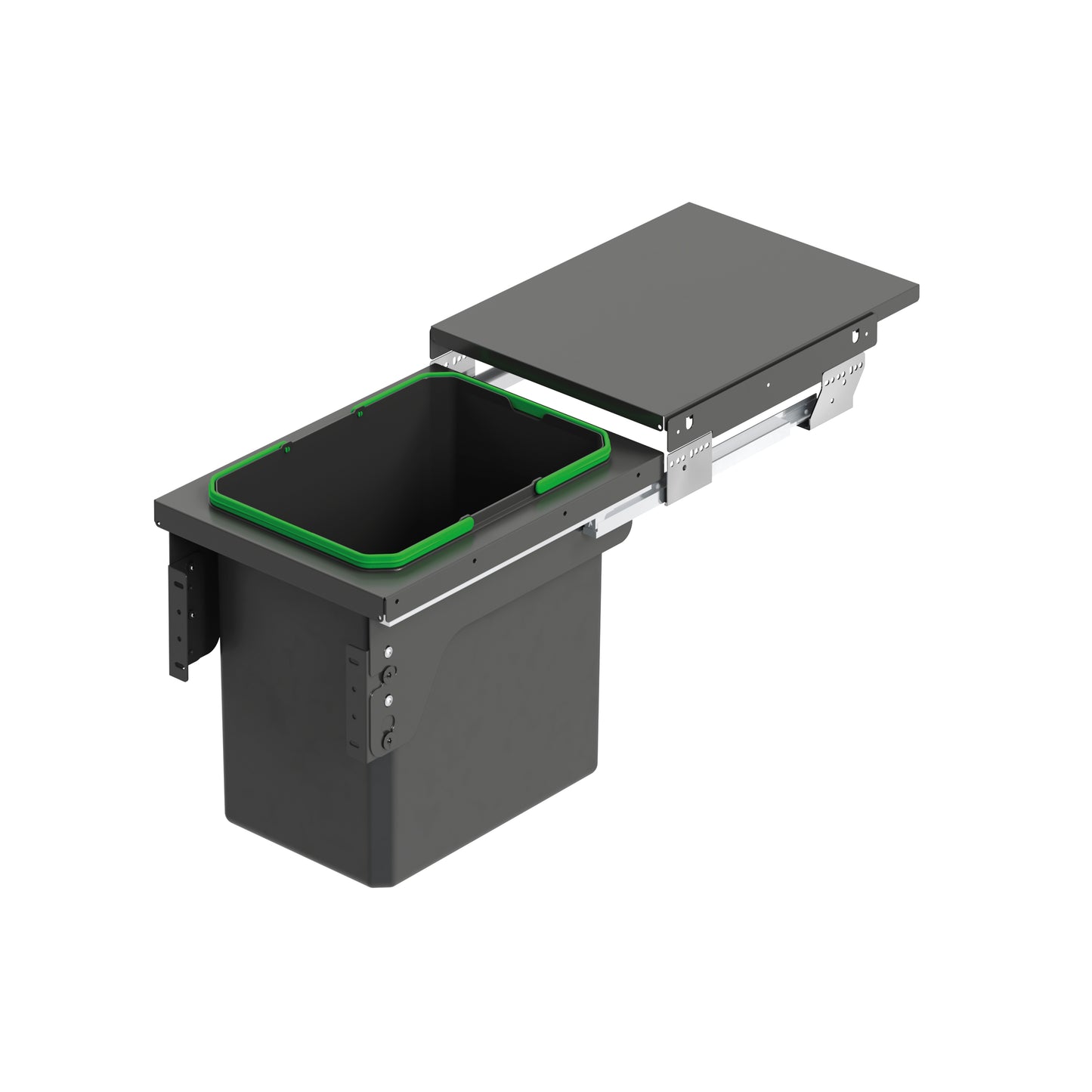 Emuca Recycle, contenitore per la raccolta differenziata da montare lateralmente sul mobile della cucina Recycle 1x35lt, Acciaio, Tecnoplastica Grigio antracite