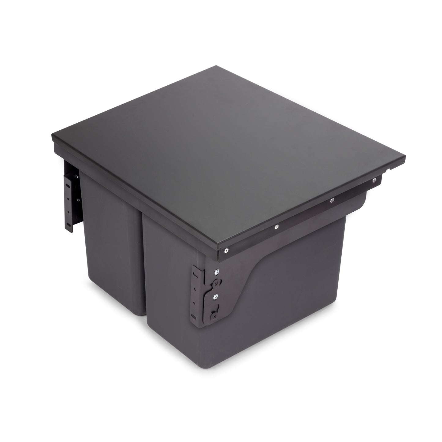Emuca Recycle, contenitore per la raccolta differenziata da montare lateralmente sul mobile della cucina Recycle 2x24lt, Acciaio, Tecnoplastica Grigio antracite