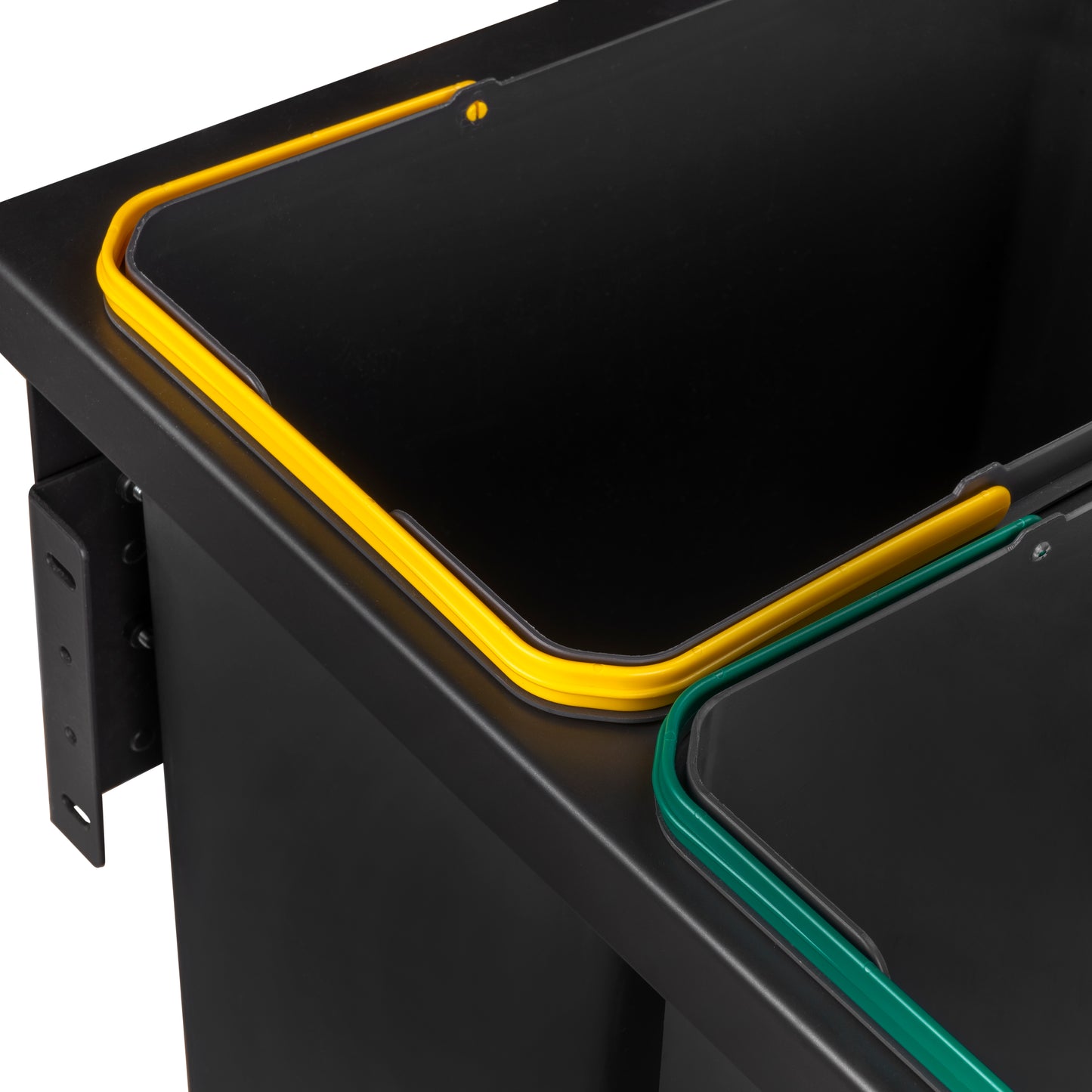 Emuca Recycle, contenitore per la raccolta differenziata da montare lateralmente sul mobile della cucina Recycle 2x24lt, Acciaio, Tecnoplastica Grigio antracite