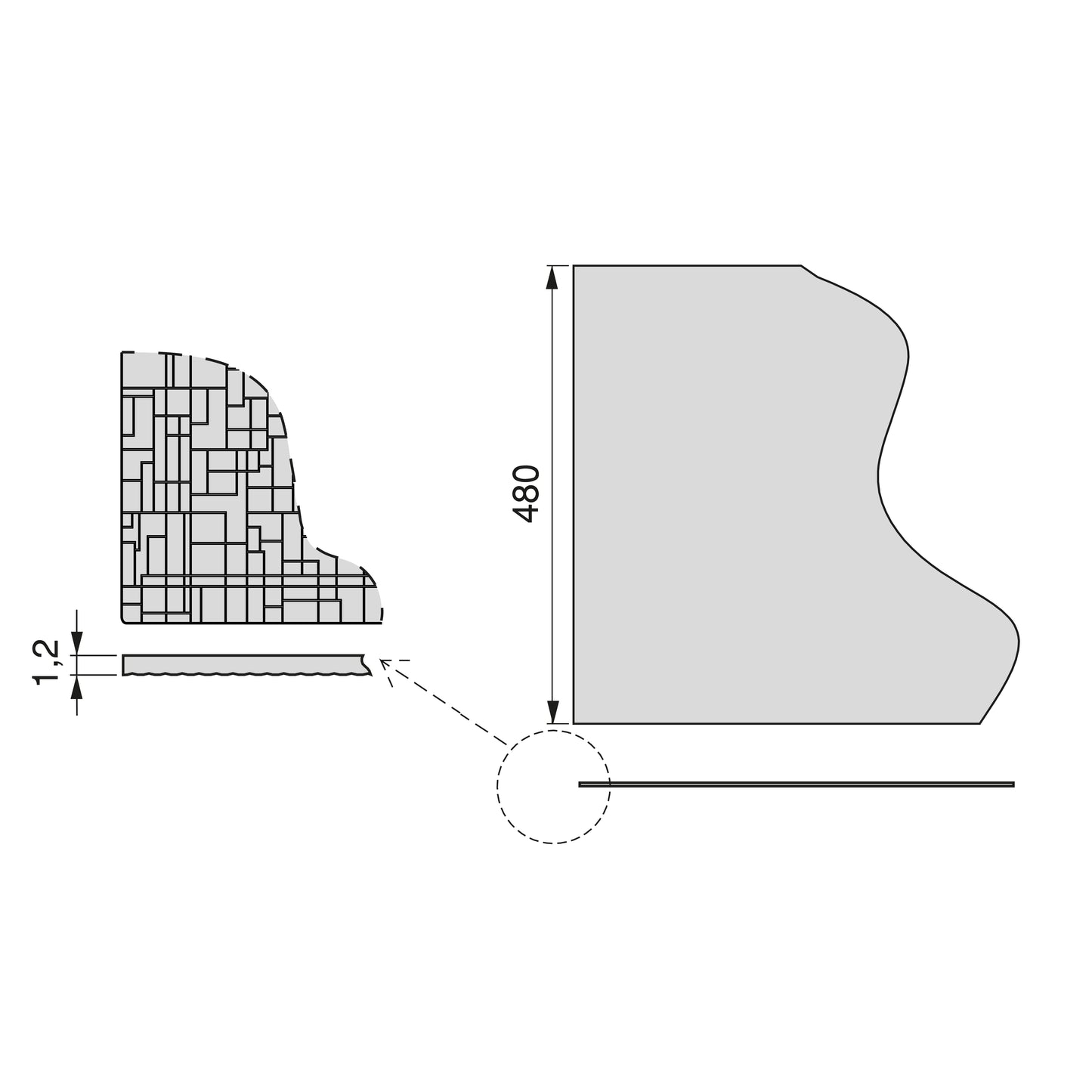 Emuca Tappetino antiscivolo per cassetti, Net, lunghezza 20m x 480mm, Tecnoplastica, Grigio antracite