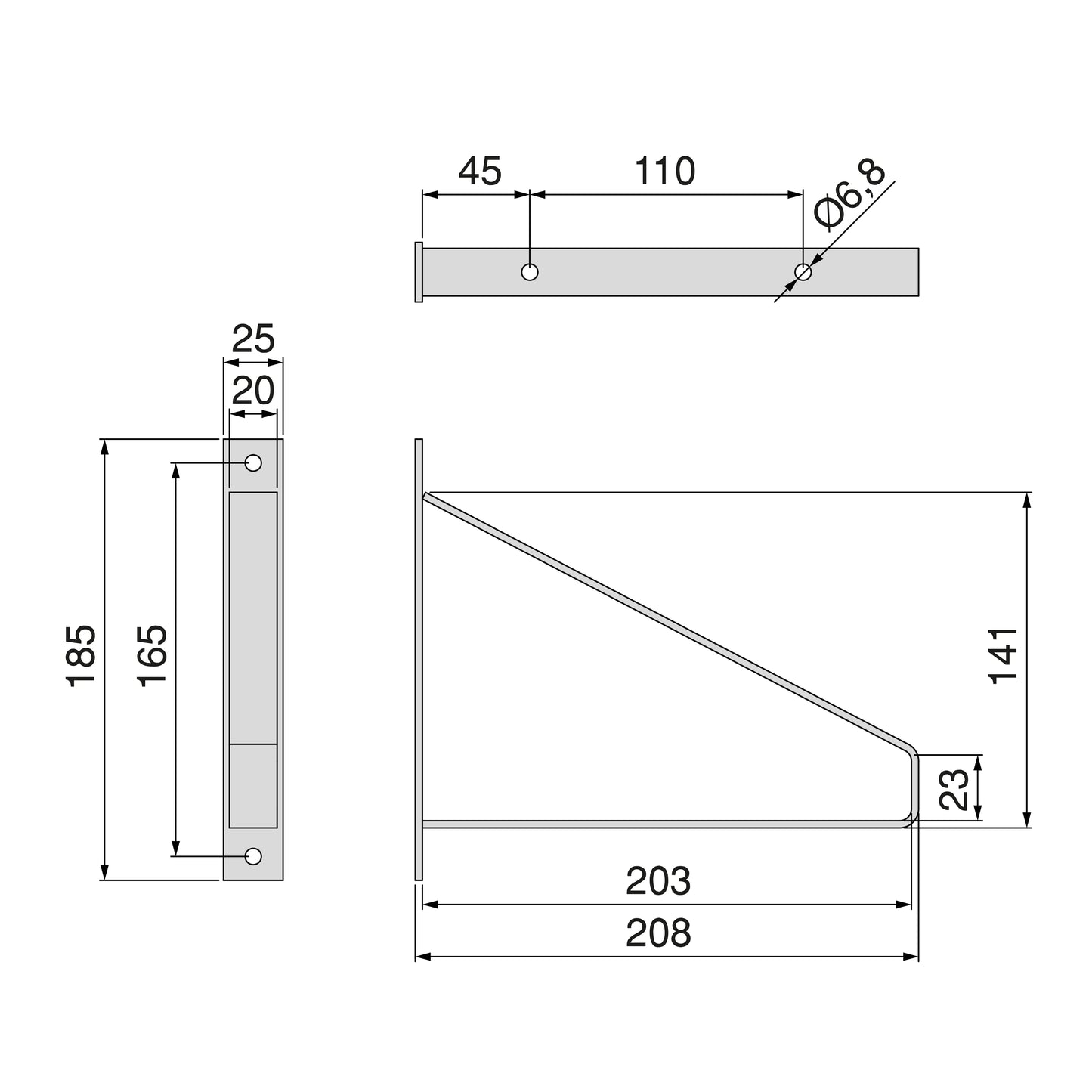 Emuca Set di supporti per mensole in legno Shelf con forma triangolare, Acciaio, Verniciato bianco