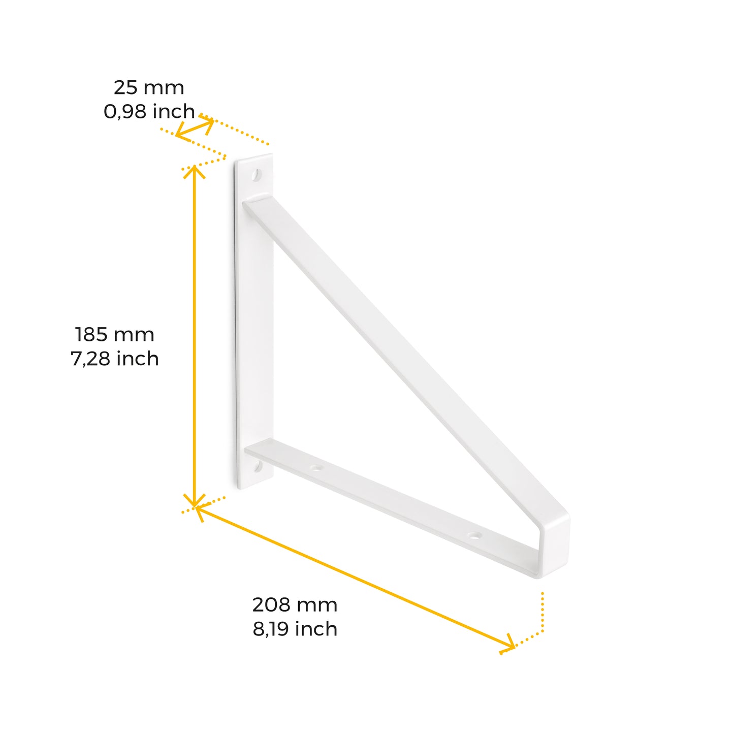 Emuca Set di supporti per mensole in legno Shelf con forma triangolare, Acciaio, Verniciato bianco