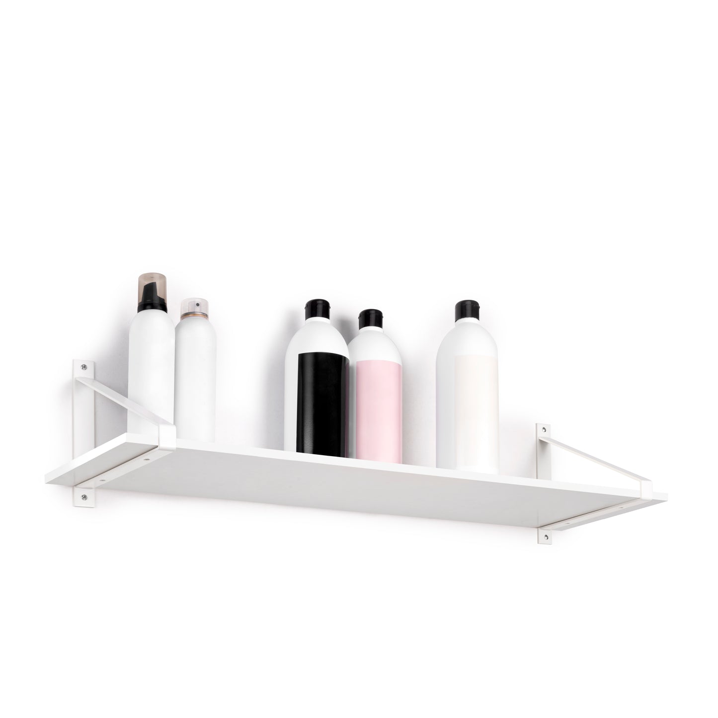 Emuca Set di supporti per mensole in legno Shelf con forma triangolare, Acciaio, Verniciato bianco