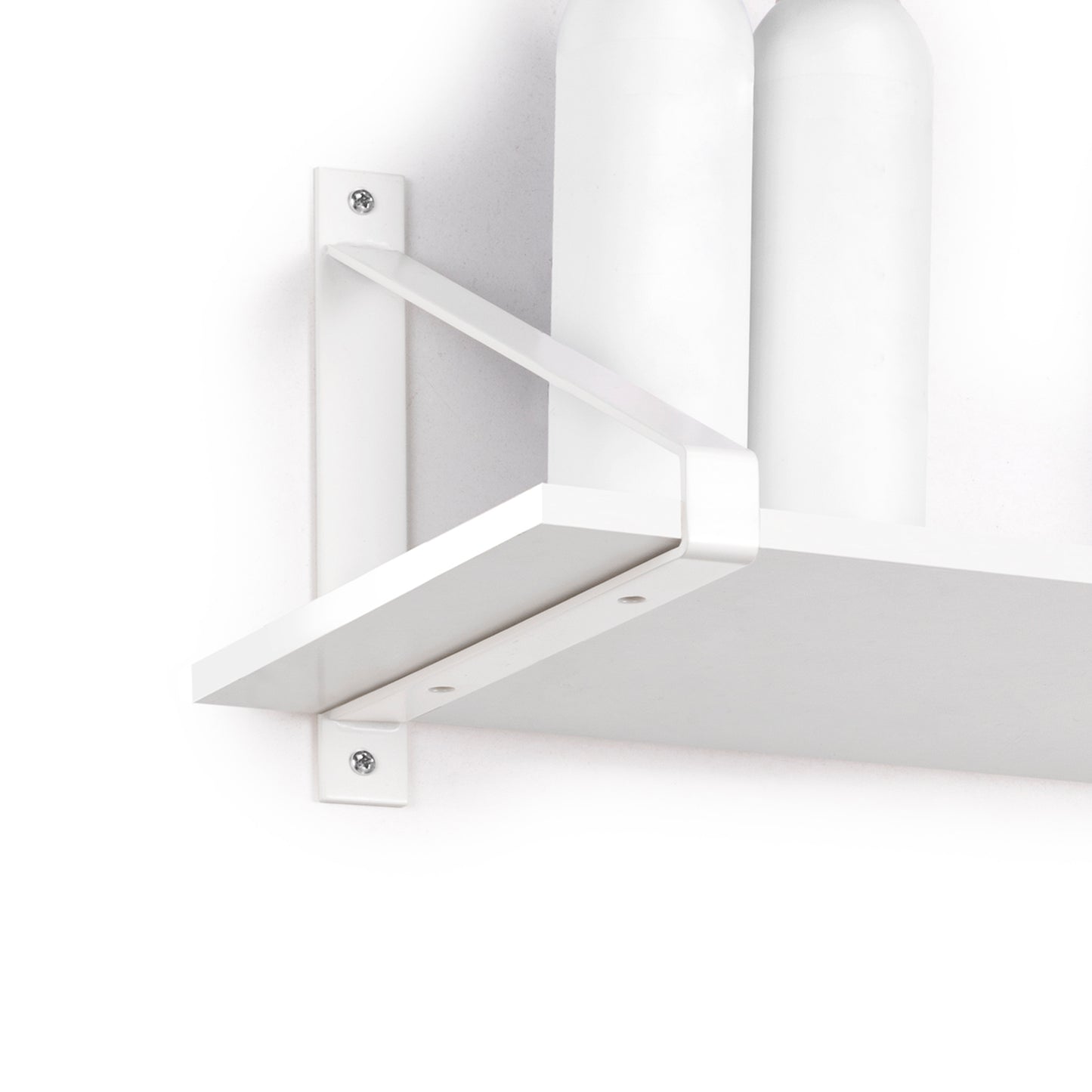 Emuca Set di supporti per mensole in legno Shelf con forma triangolare, Acciaio, Verniciato bianco