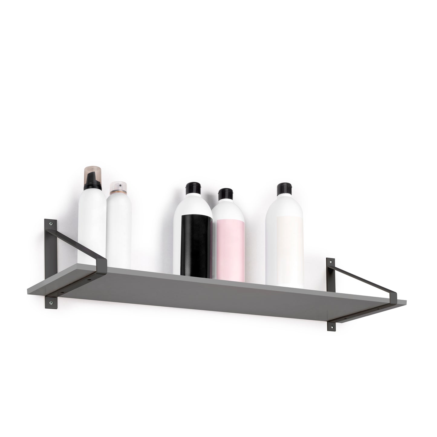 Emuca Set di supporti per mensole in legno Shelf con forma triangolare, Acciaio, Verniciato nero