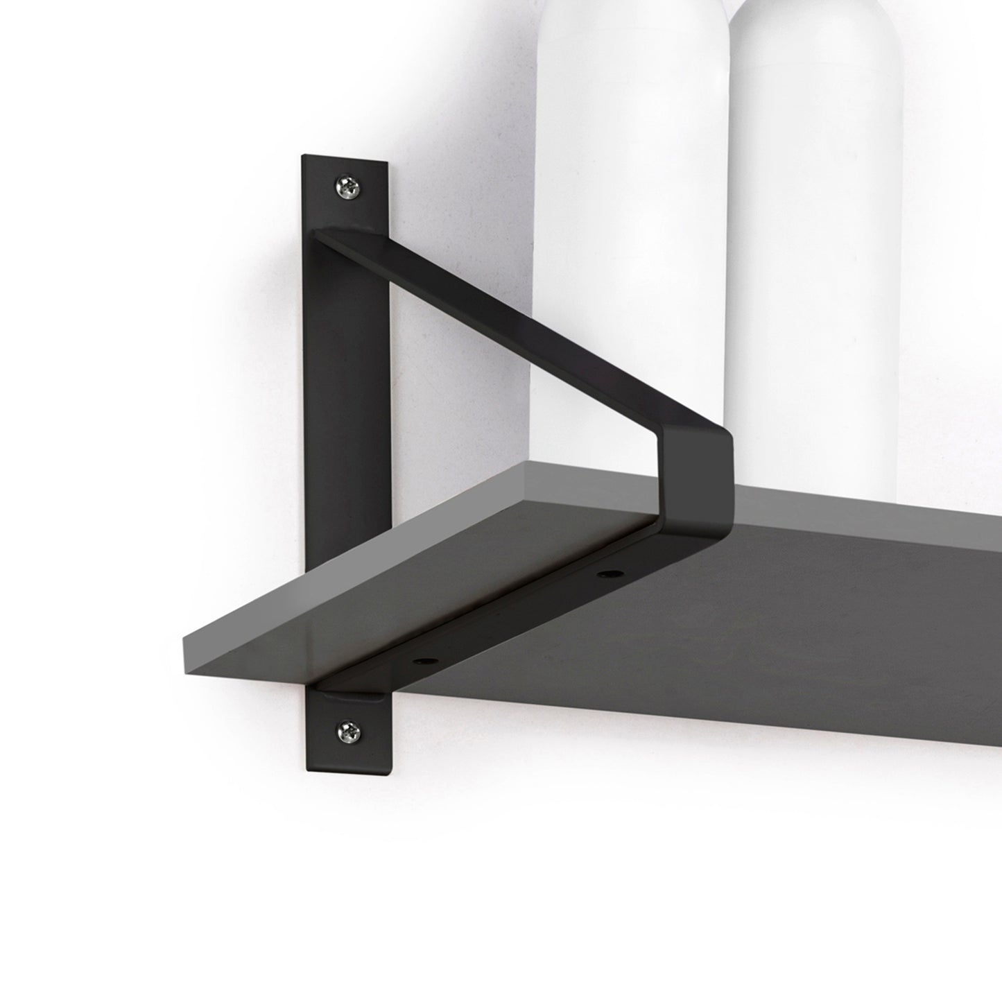 Emuca Set di supporti per mensole in legno Shelf con forma triangolare, Acciaio, Verniciato nero
