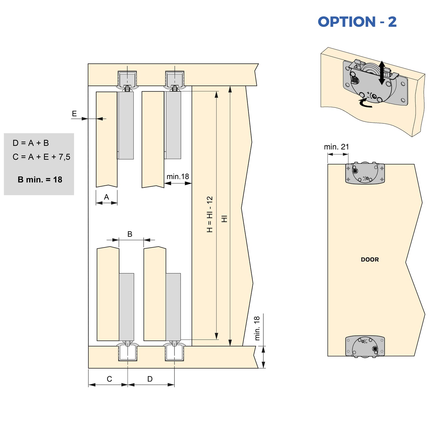 Emuca Kit di ferramenta per armadio 2 con porte scorrevoli e chiusura soft Flow2 con binari incassati 2,35 m, pannelli non inclusi, Verniciato nero