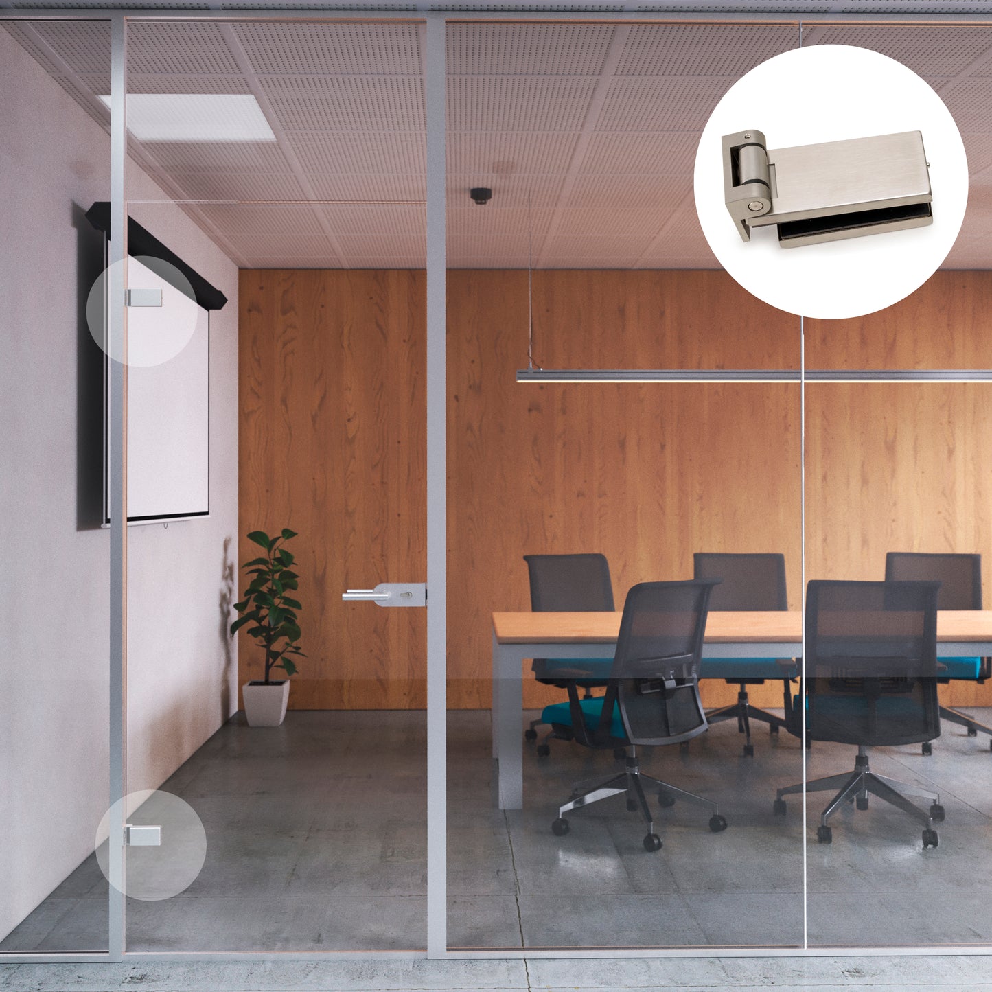 Emuca Cerniera per anta in vetro con finiture in acciaio inox, cerniera orizzontale con forcella da 34 mm, per anta da 8-12 mm, acciaio inox