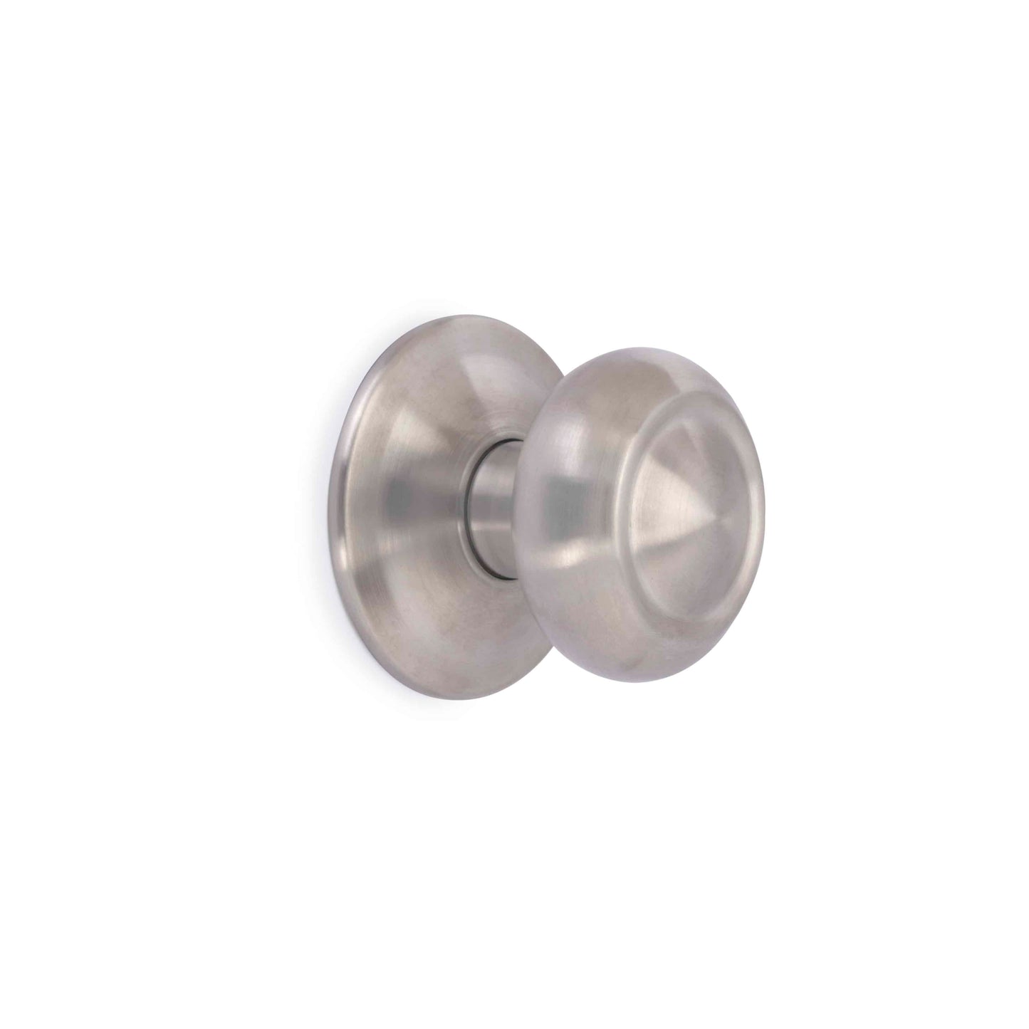 Emuca Pomello rotondo per porte esterne di ingresso, Modello Ferola, Maniglia per porta d'ingresso Ø70mm, Acciaio inox, Nichel satinato