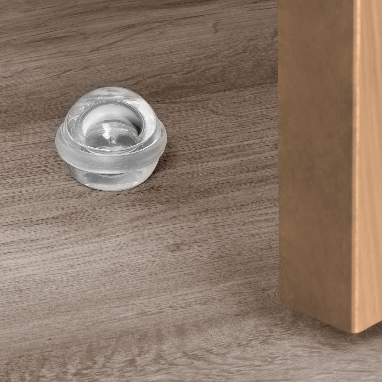 Set di 6 tappi adesivi semisferici per porte, fissaggio a pavimento, plastica, trasparente